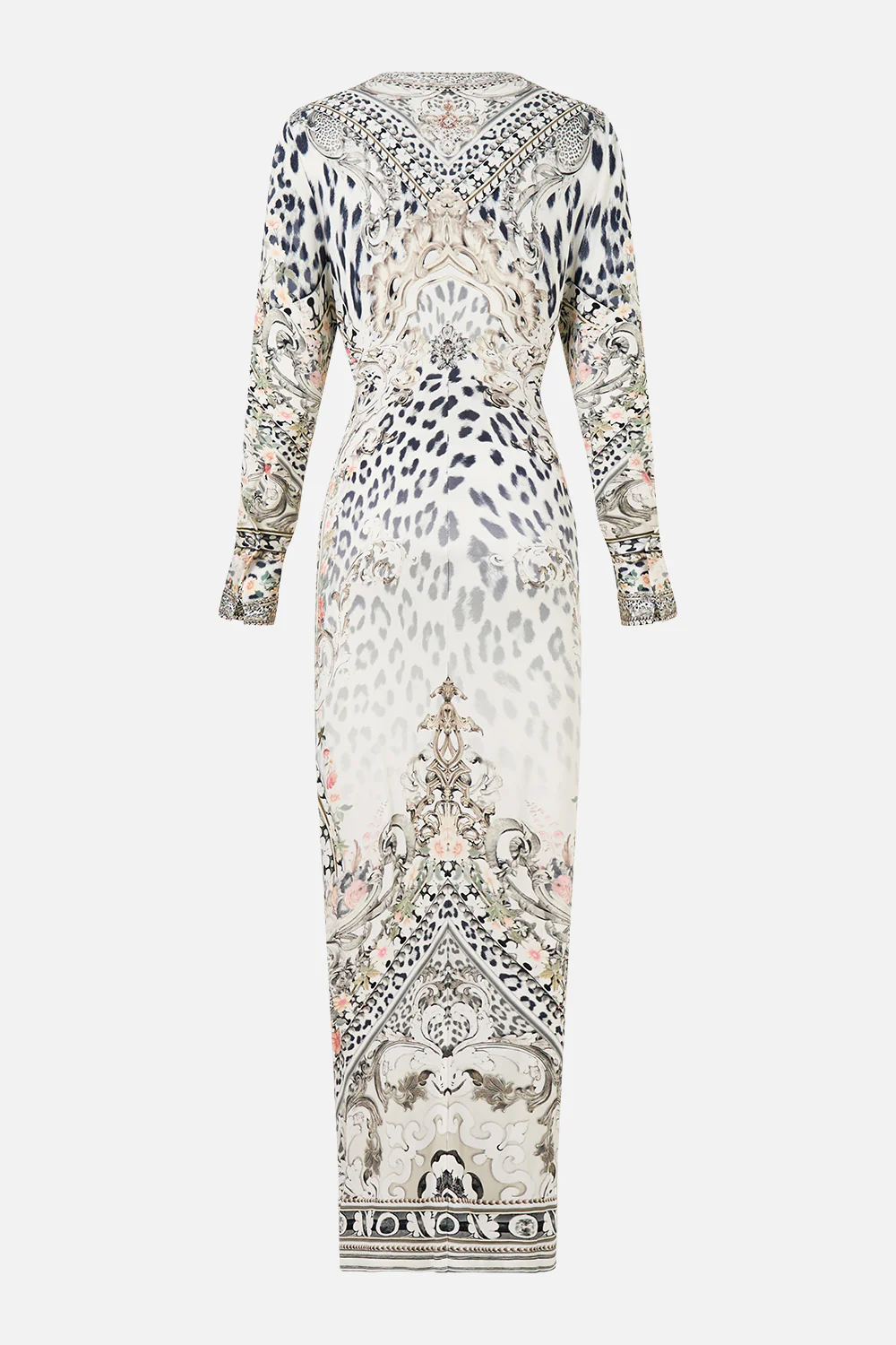 LONG V NECK TWIST FRONT JERSEY DRESS MARBLE HEAVEN - Image 8