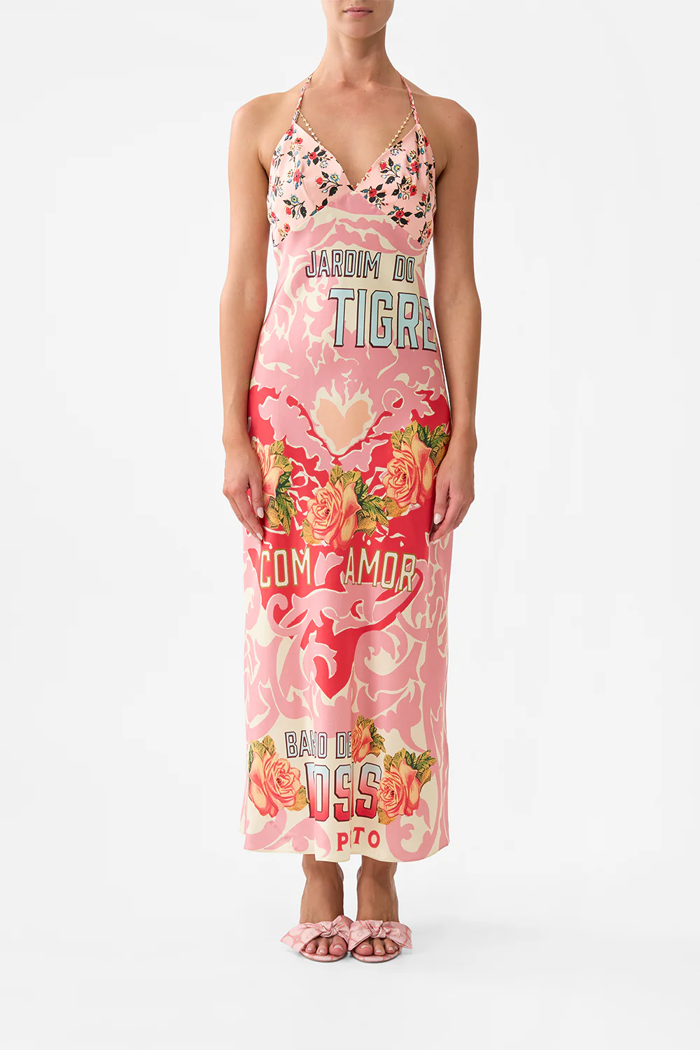 CHAIN DETAIL SLIP DRESS PINK PORTO