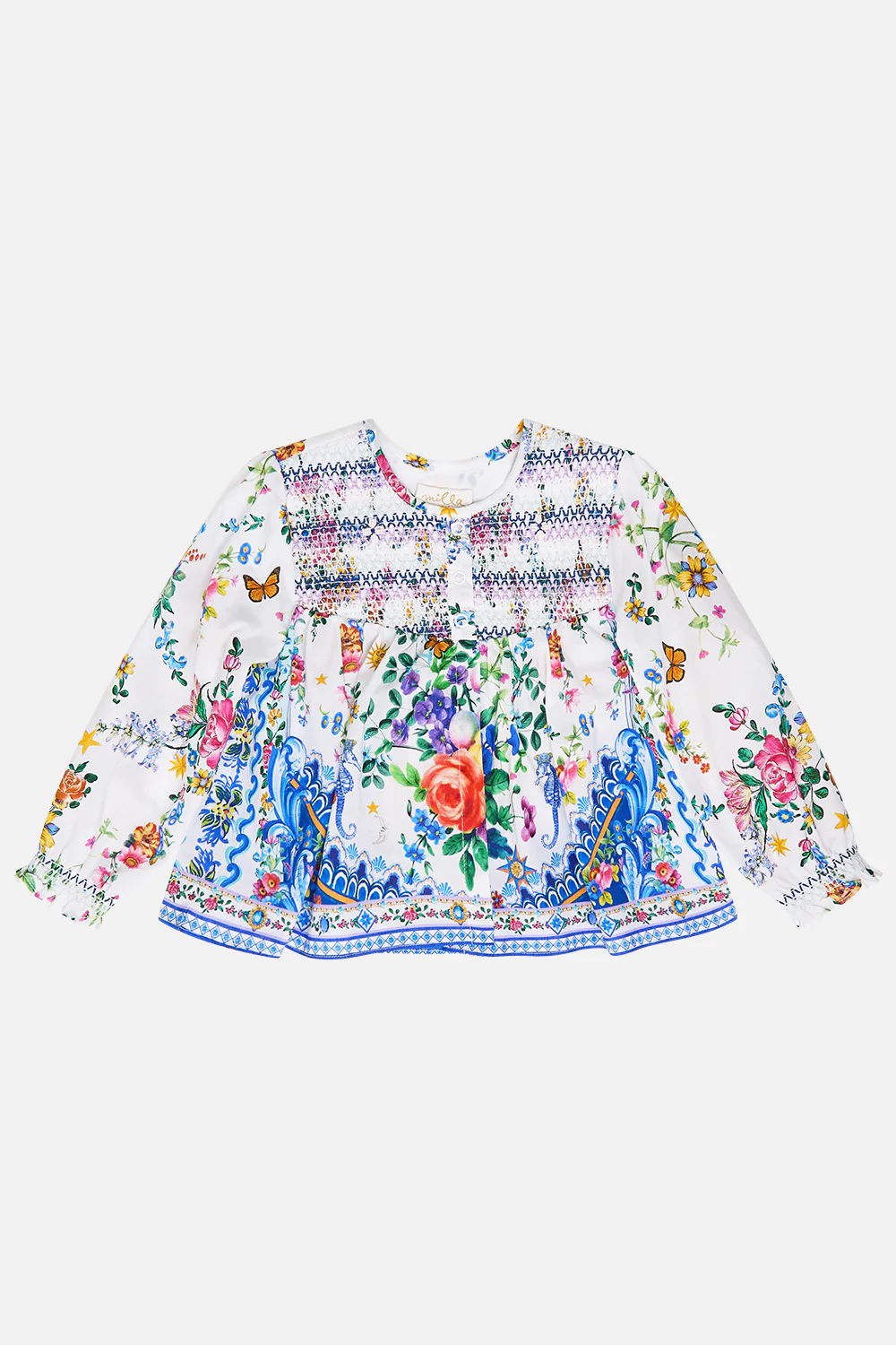 BABIES GATHERED COLLARLESS JACKET W SHIRRING TILES DARLS