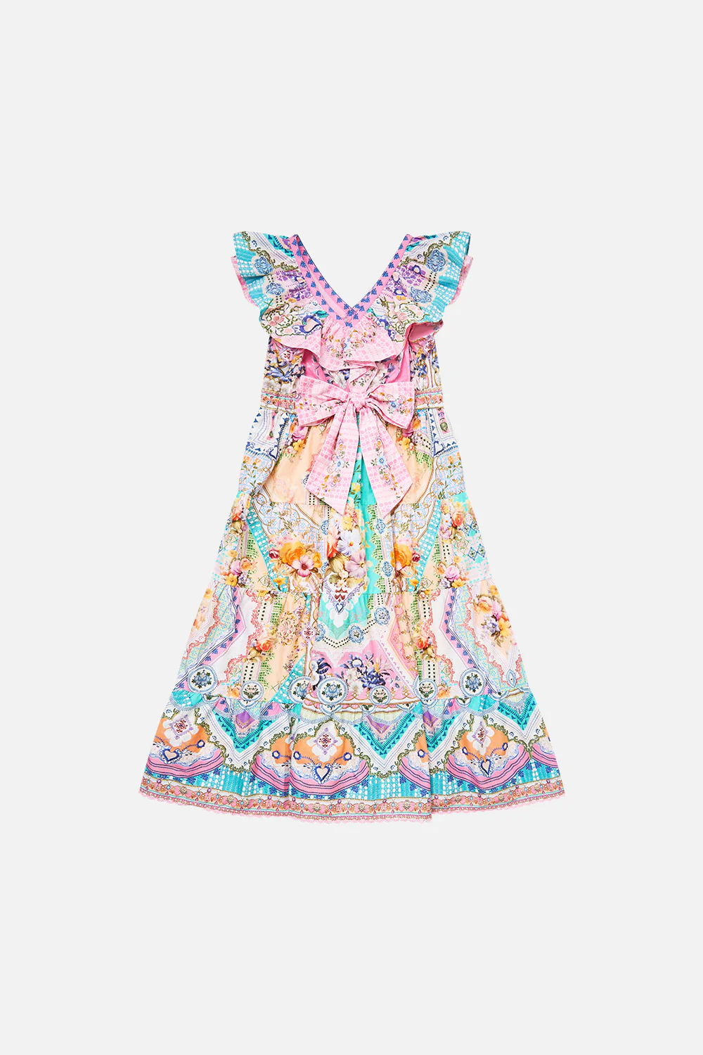 KIDS TIERED MAXI DRESS WITH FRILL NECK CROCHET ALL DAY - Image 2