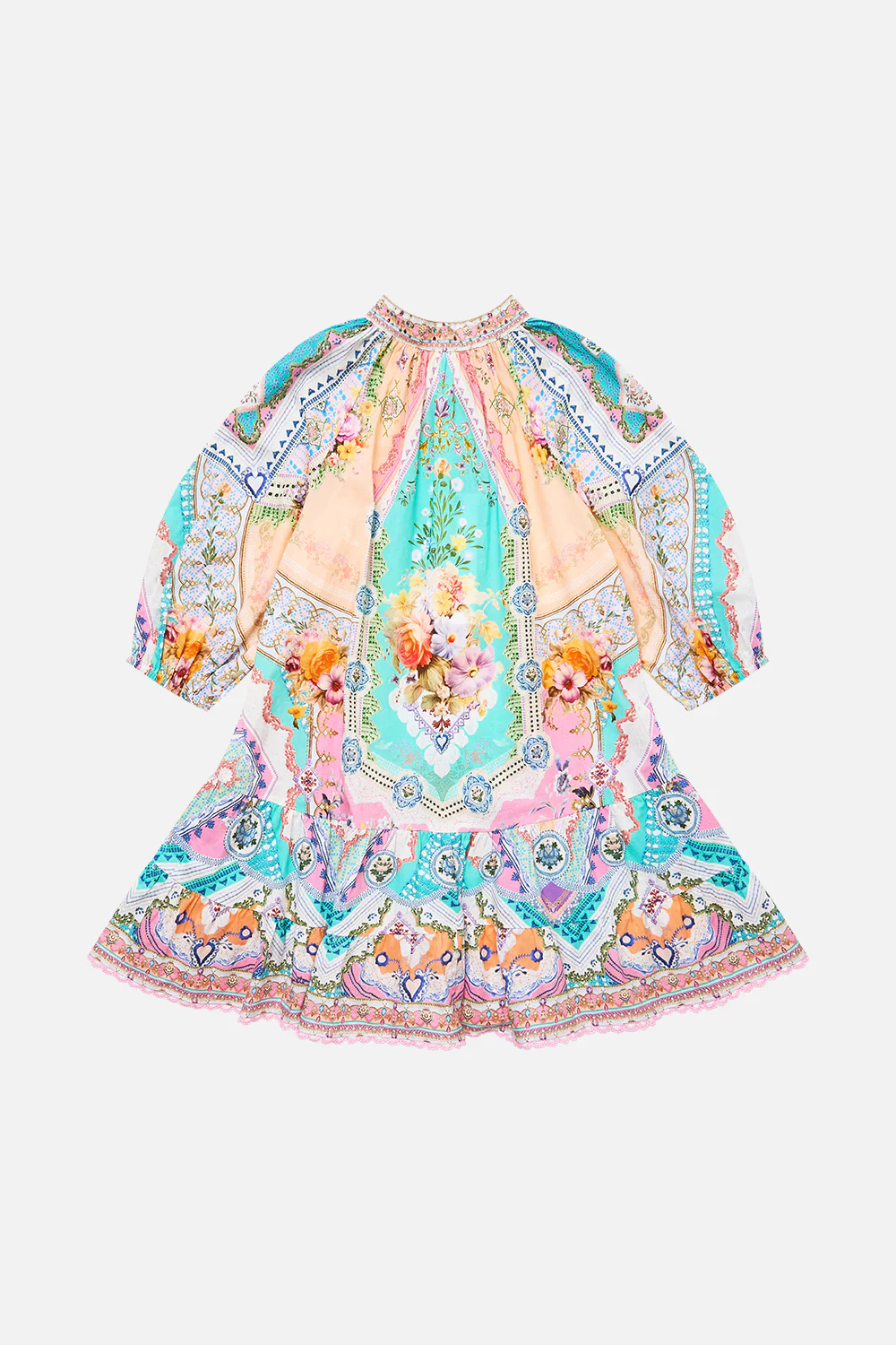 KIDS SHIRT MINI DRESS WITH PUFF SLEEVE CROCHET ALL DAY - Image 2