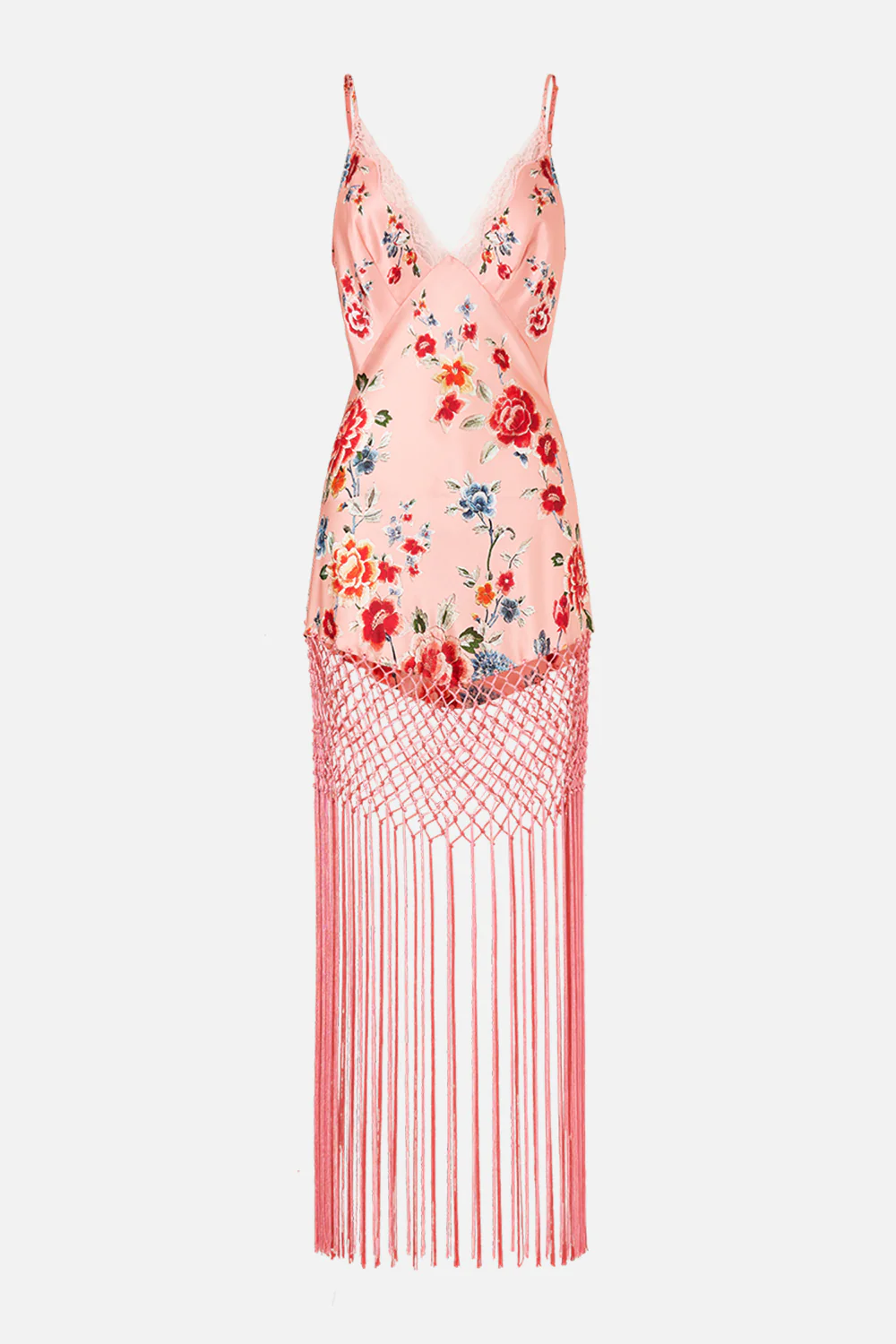 V NECK BIAS SLIP DRESS WITH FRINGING MAJESTIC MILLA - Image 3