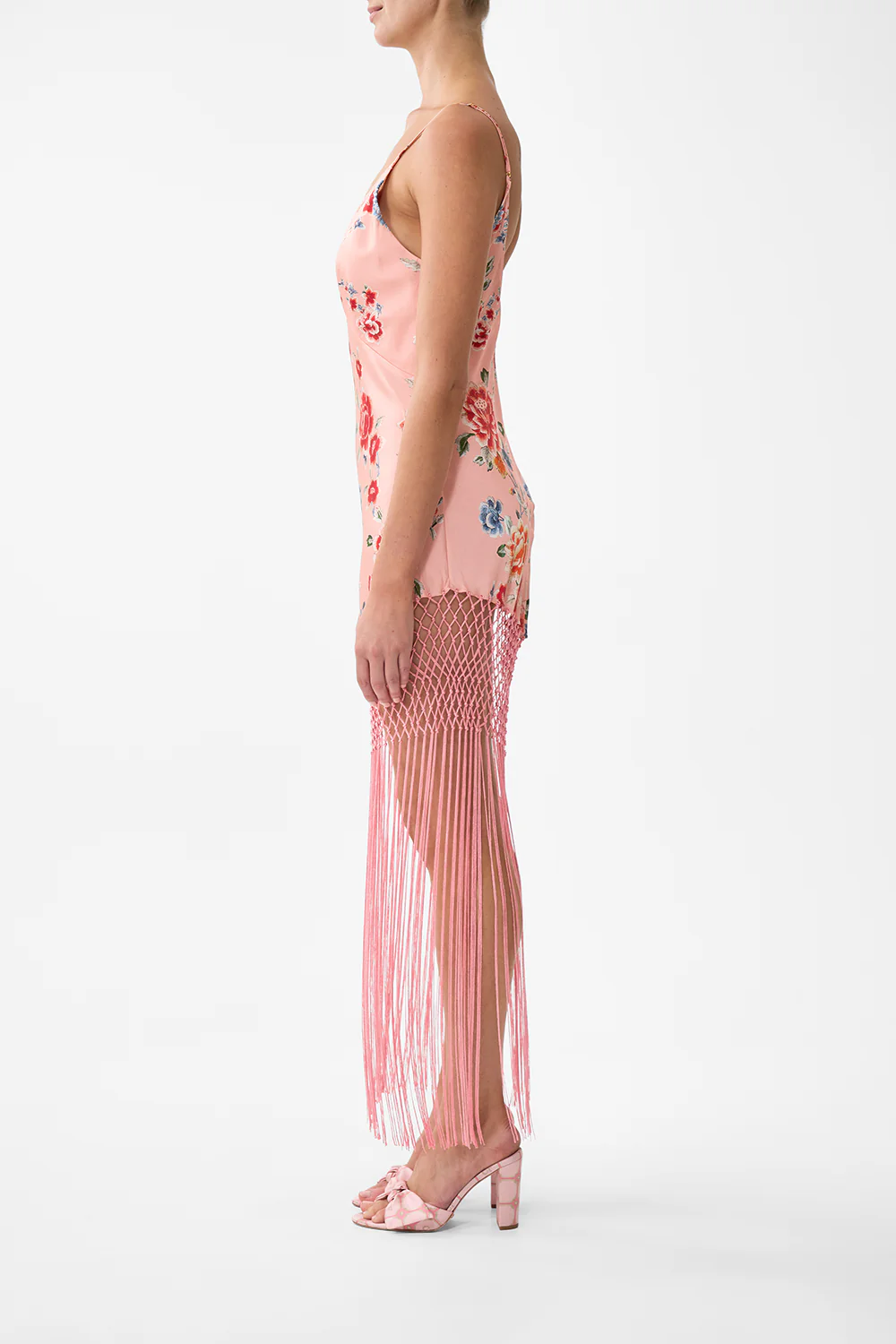 V NECK BIAS SLIP DRESS WITH FRINGING MAJESTIC MILLA - Image 4
