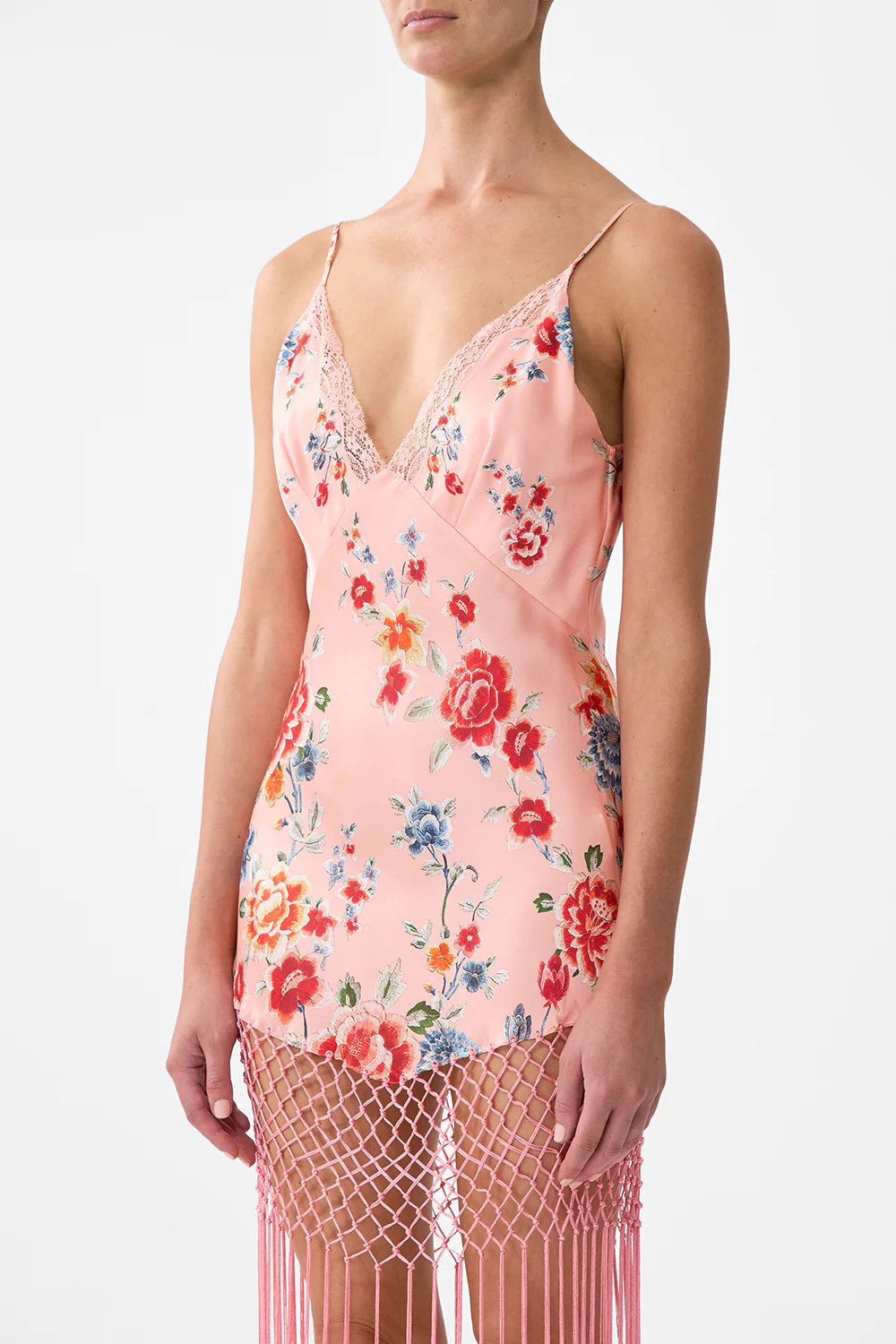 V NECK BIAS SLIP DRESS WITH FRINGING MAJESTIC MILLA - Image 5