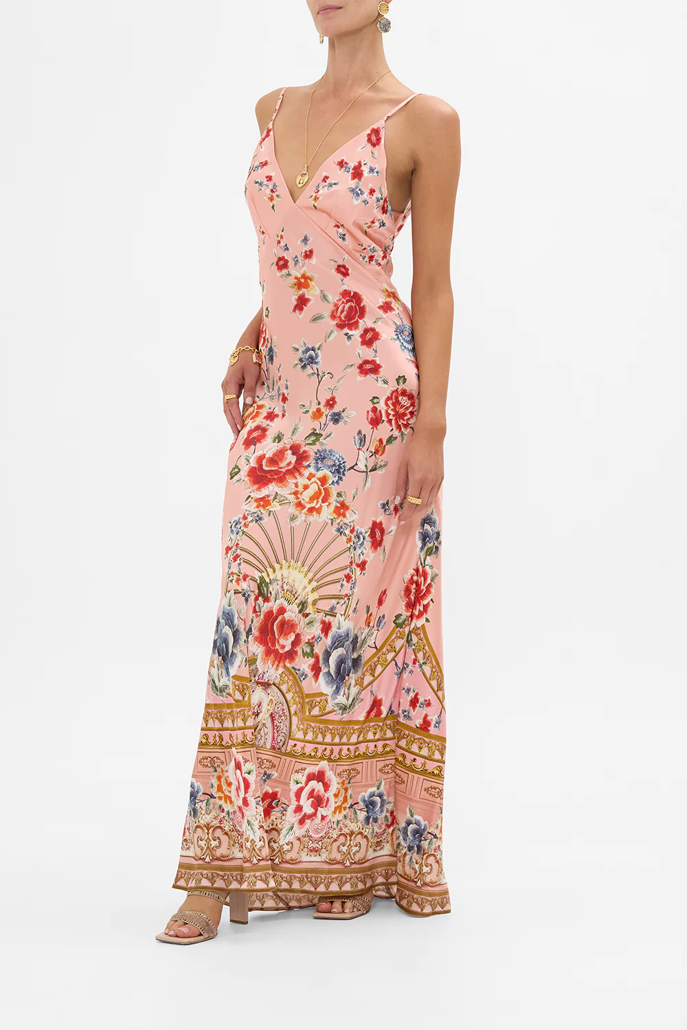 V NECK FULL LENGTH BIAS SLIP DRESS MAJESTIC MILLA - Image 4