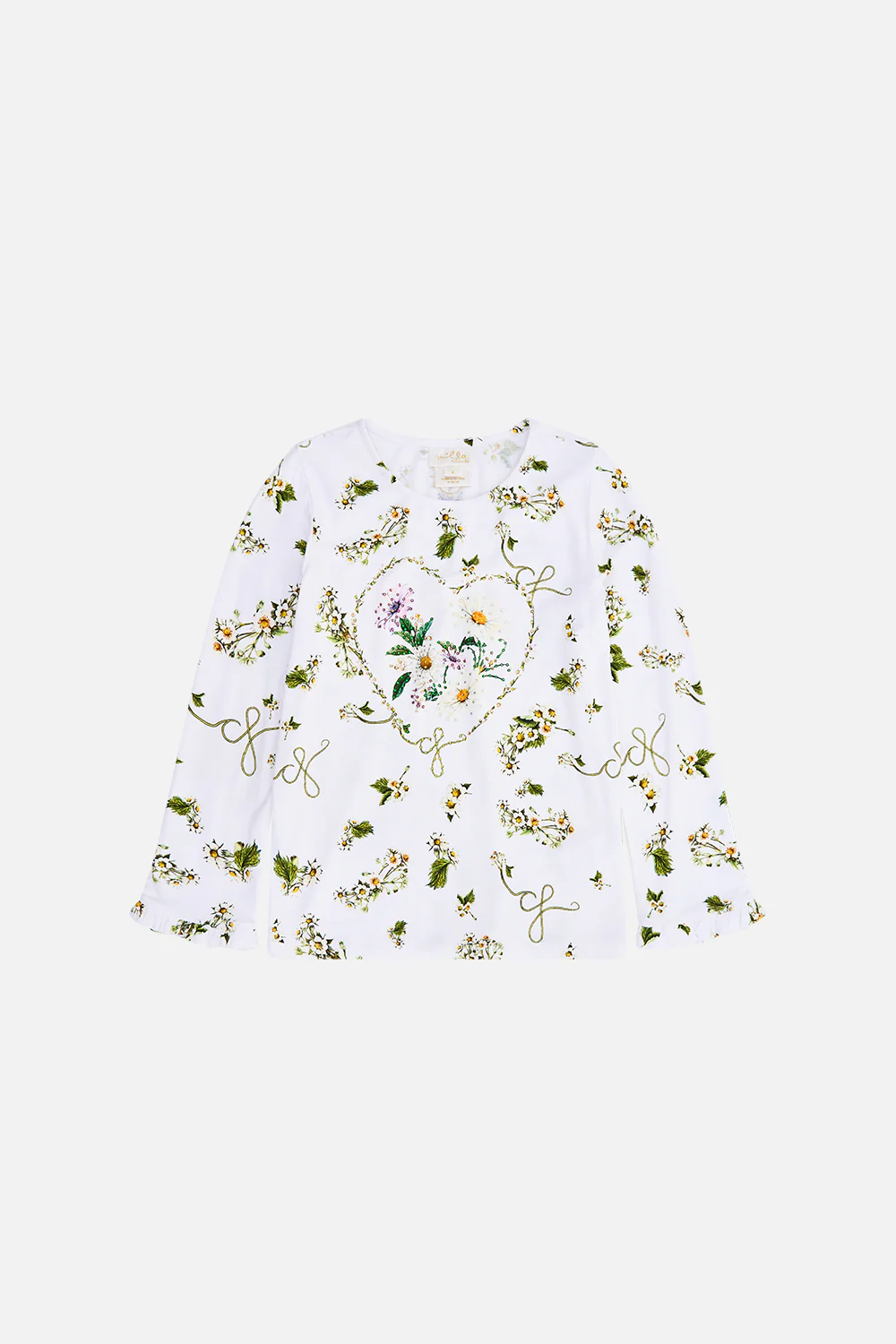 KIDS LONG SLEEVE TEE WITH FRILL CUFF 4-10 DAISY CHAINS