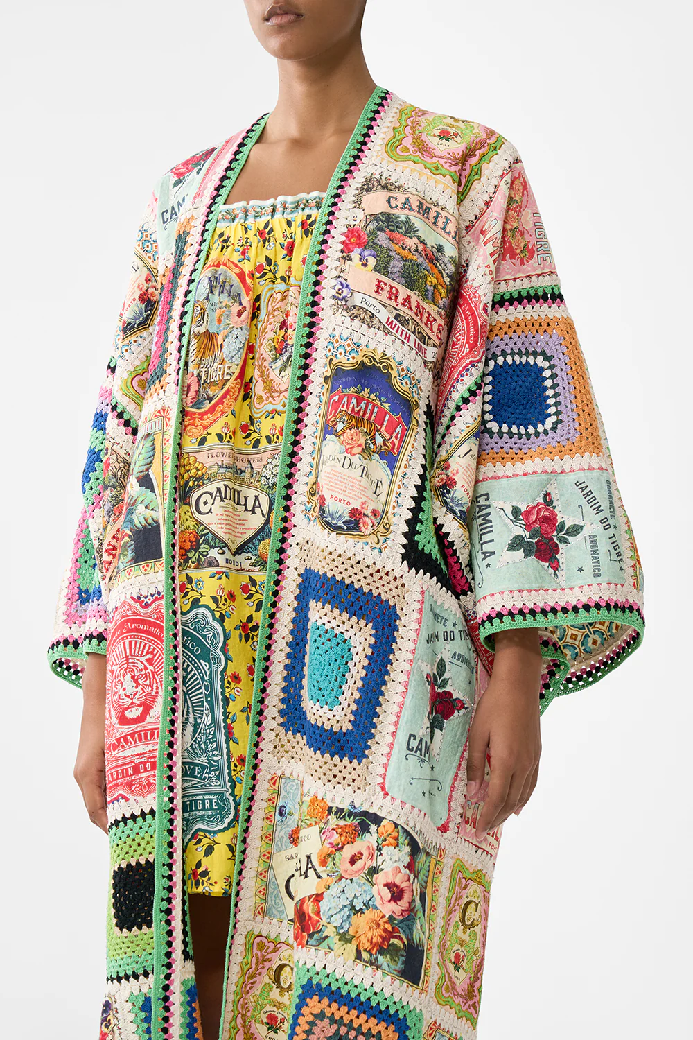 CROCHET PATCHED KIMONO COAT SOAP OPERA - Image 5