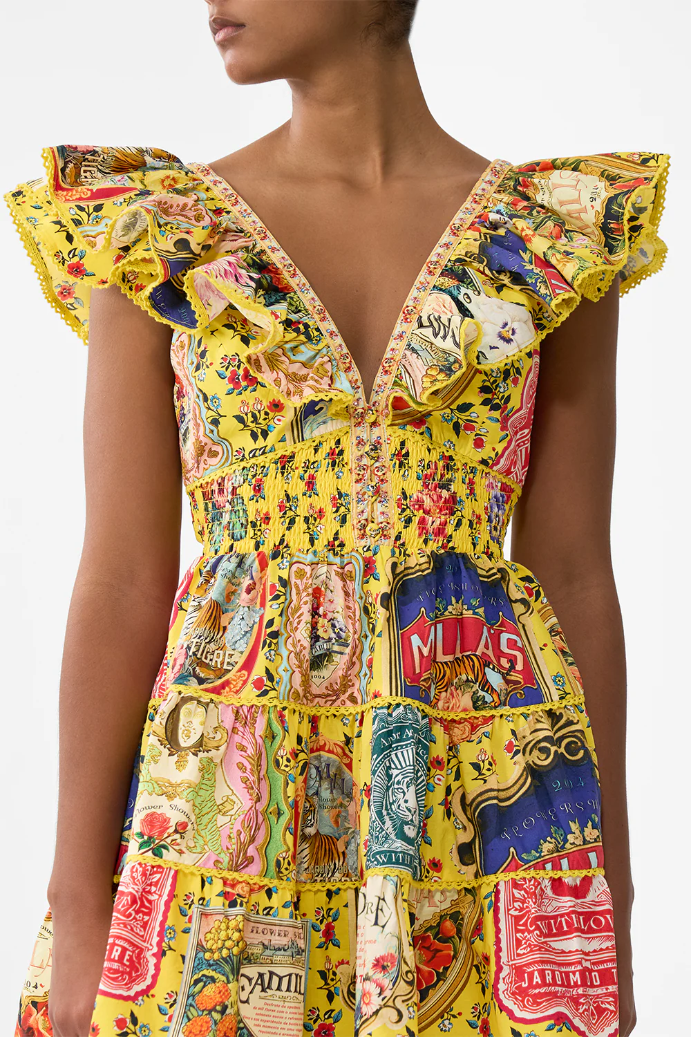 TIERED SHORT DRESS WITH NECK FRILL SOAP OPERA - Image 6