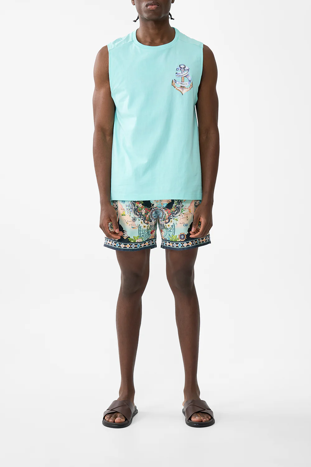 RELAXED FIT TANK WITH SILK CONTRAST BACK FOLK AFLOAT