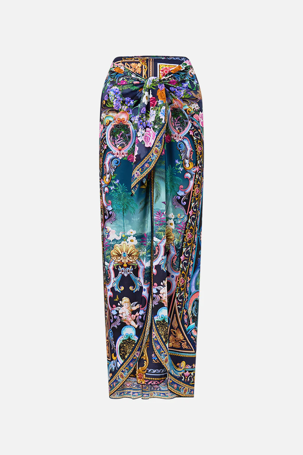 LAYERED MAXI SKIRT WITH TIE FRONT BASKED IN BAROQUE - Image 3