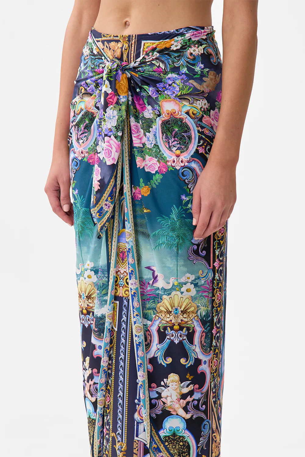 LAYERED MAXI SKIRT WITH TIE FRONT BASKED IN BAROQUE - Image 5