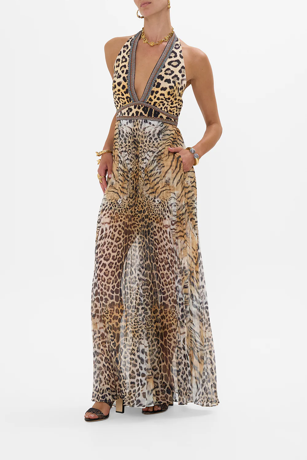TIE NECK HALTER JUMPSUIT JAGUAR - Image 4