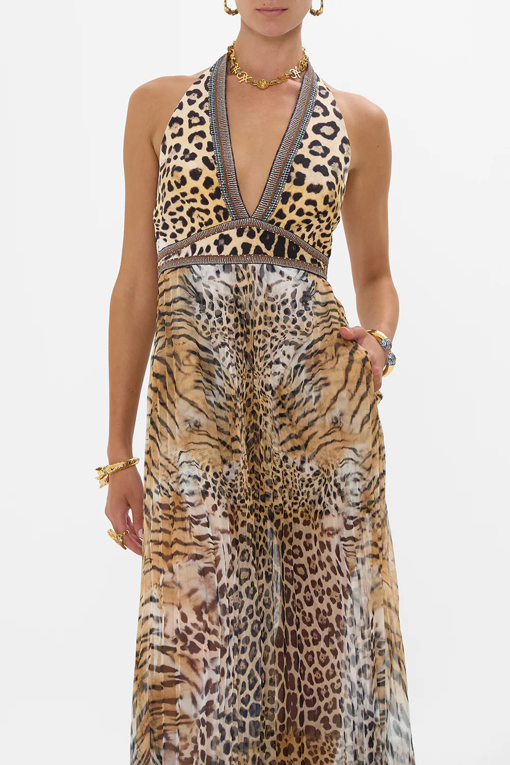 TIE NECK HALTER JUMPSUIT JAGUAR - Image 5