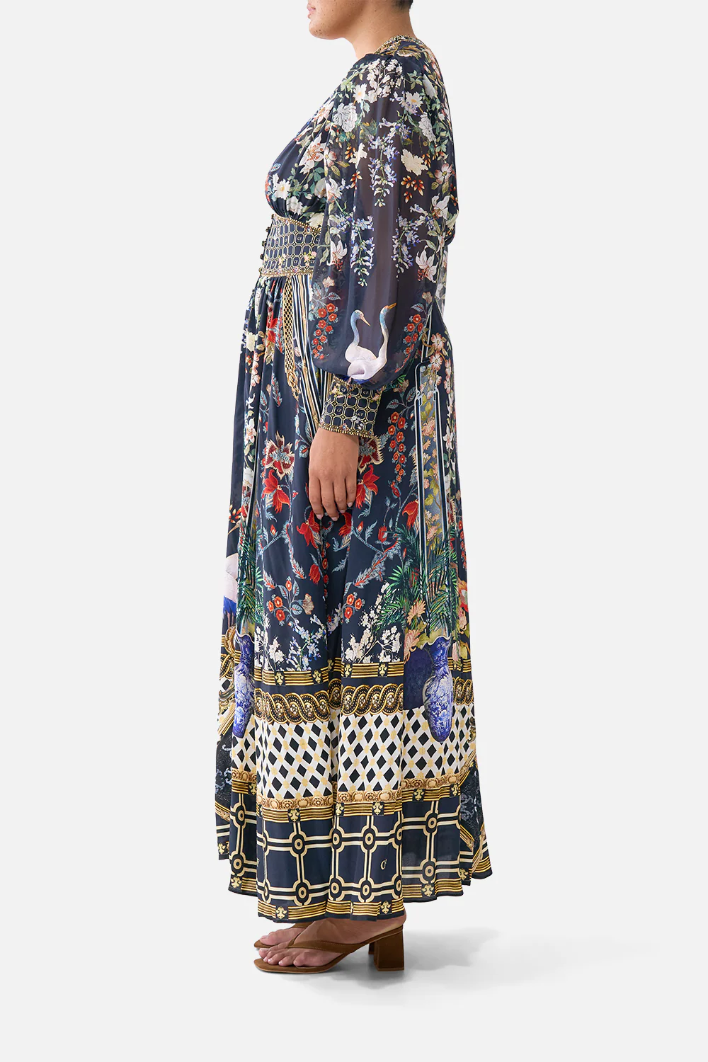 SHAPED WAISTBAND DRESS WITH GATHERED SLEEVES PALACIO POETRY - Image 11