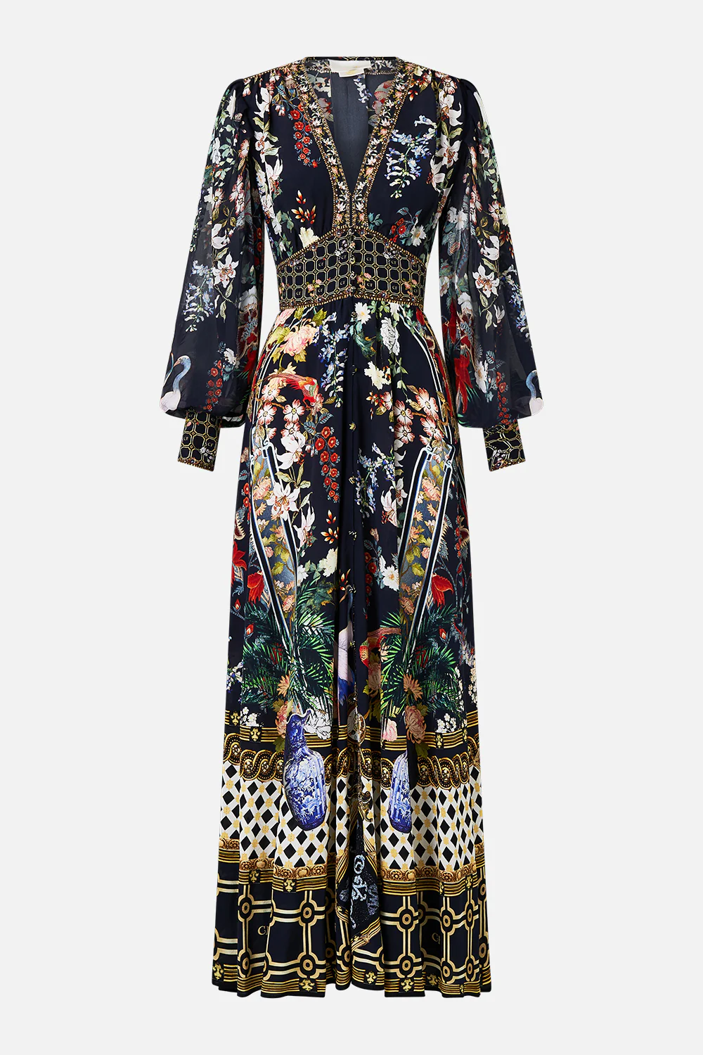SHAPED WAISTBAND DRESS WITH GATHERED SLEEVES PALACIO POETRY - Image 3