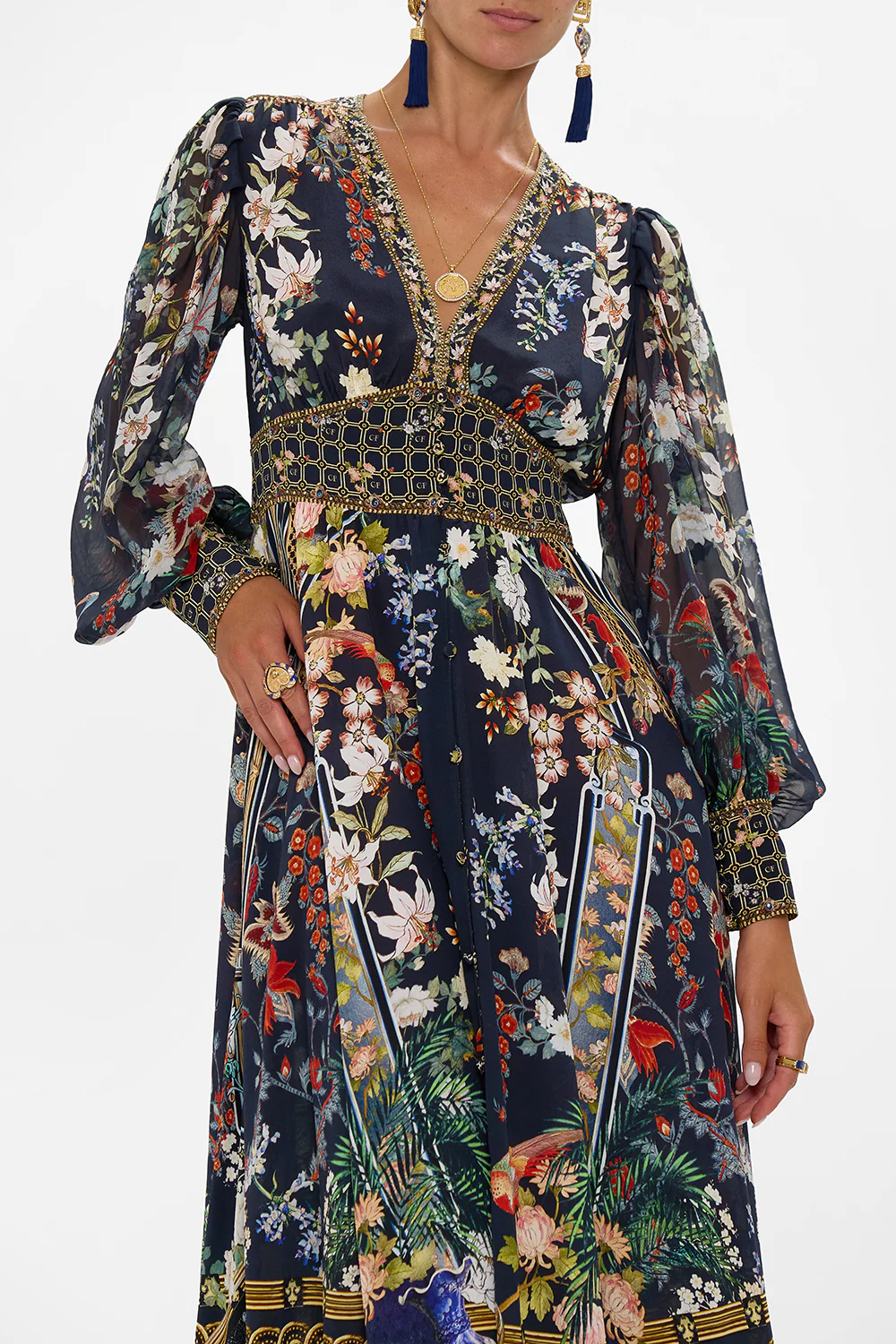 SHAPED WAISTBAND DRESS WITH GATHERED SLEEVES PALACIO POETRY - Image 5