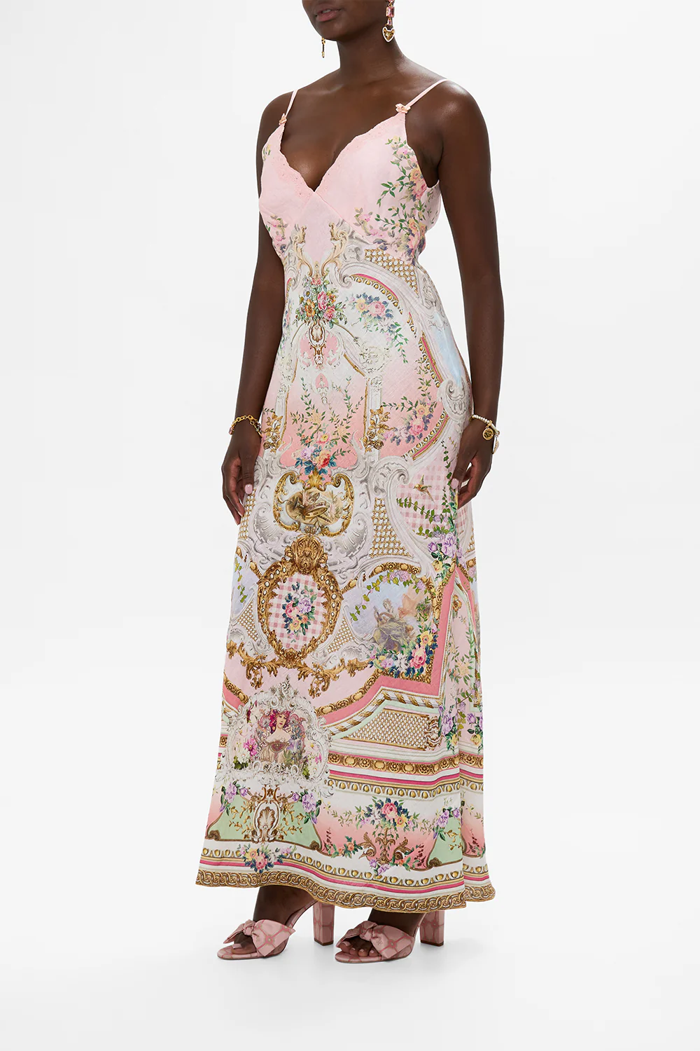 V NECK FULL LENGTH BIAS SLIP DRESS LISBON LULLABY - Image 4