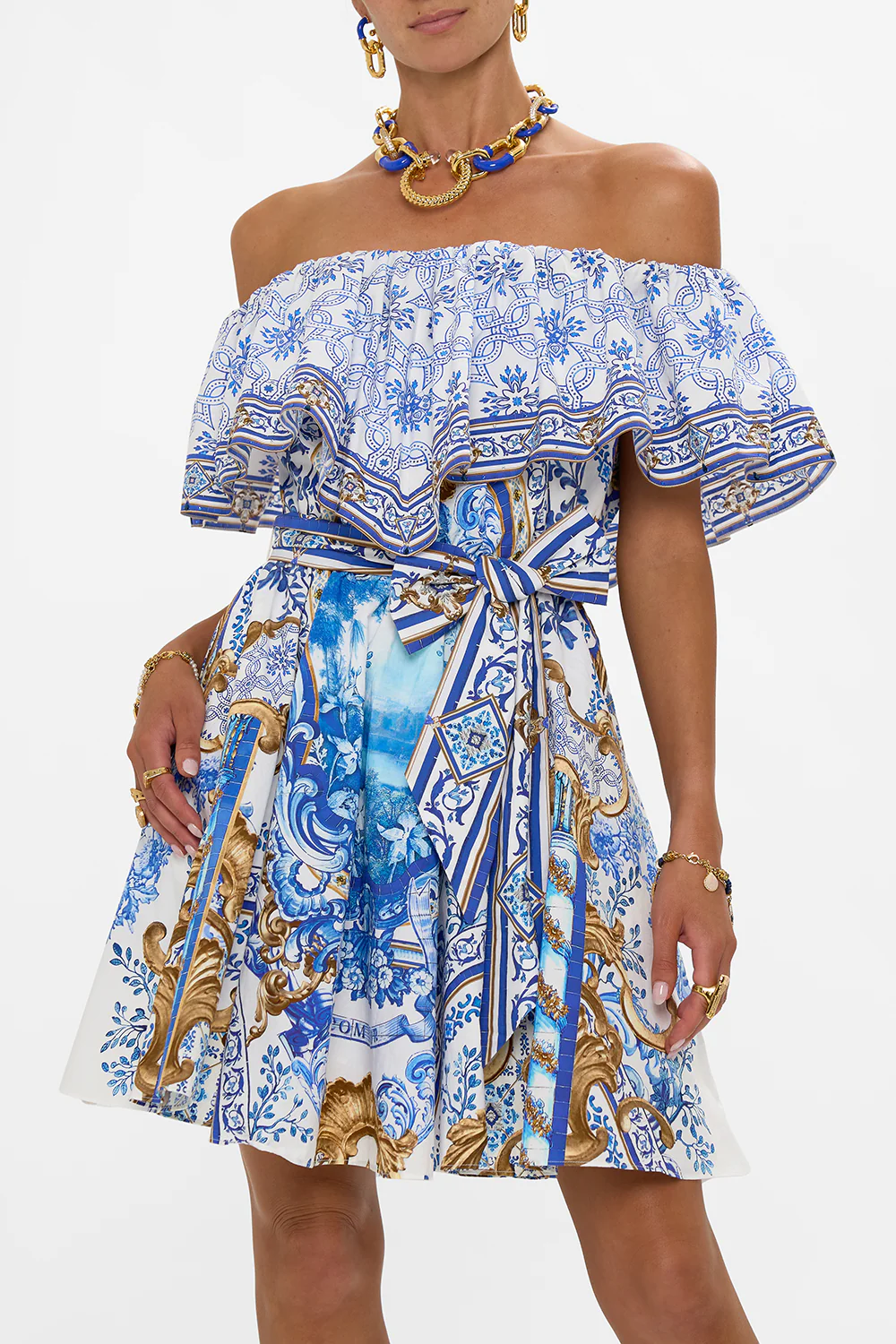 SHOULDER FRILL SHORT DRESS AZUL ADVENTURES - Image 5