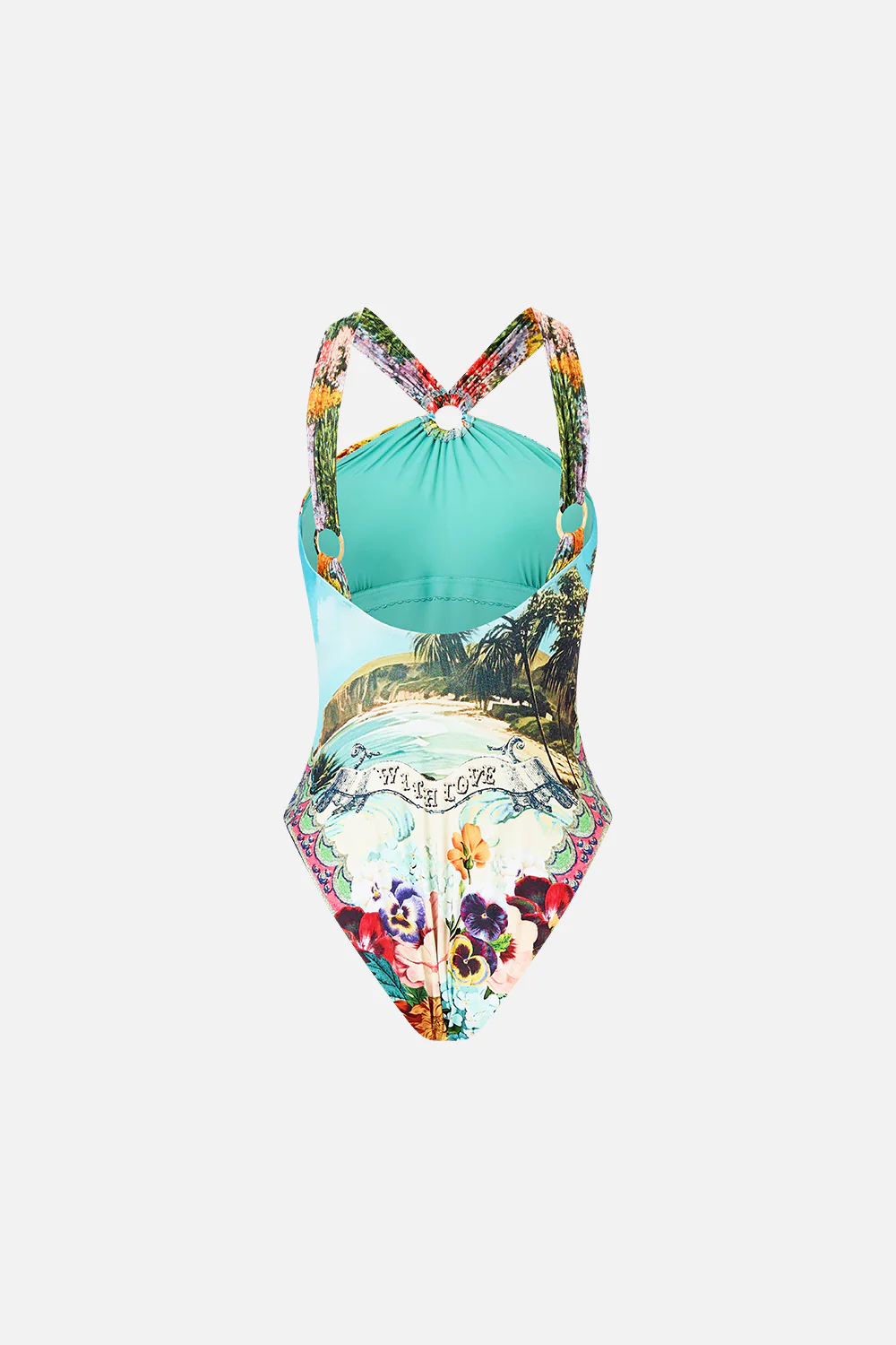 DIAMOND NECK THICK STRAP ONE PIECE W RINGS BATHING BOMBSHELL - Image 7