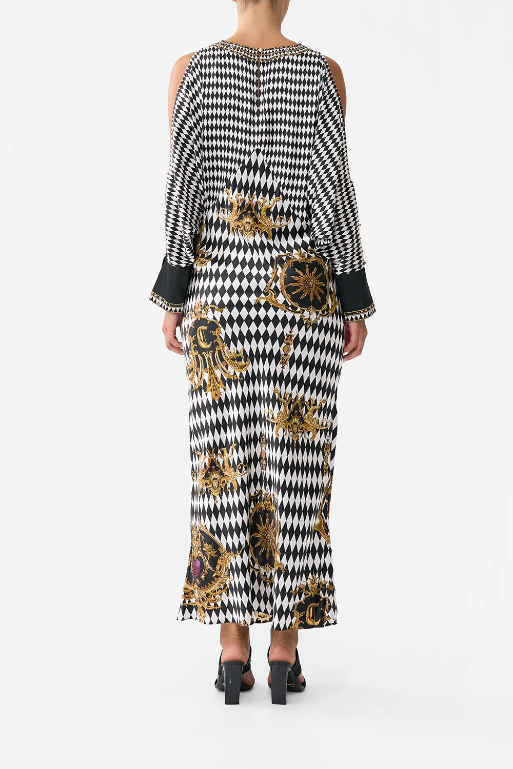 PLUNGE NECK DRAPED SHOULDER DRESS MONARCHY MANIA - Image 2