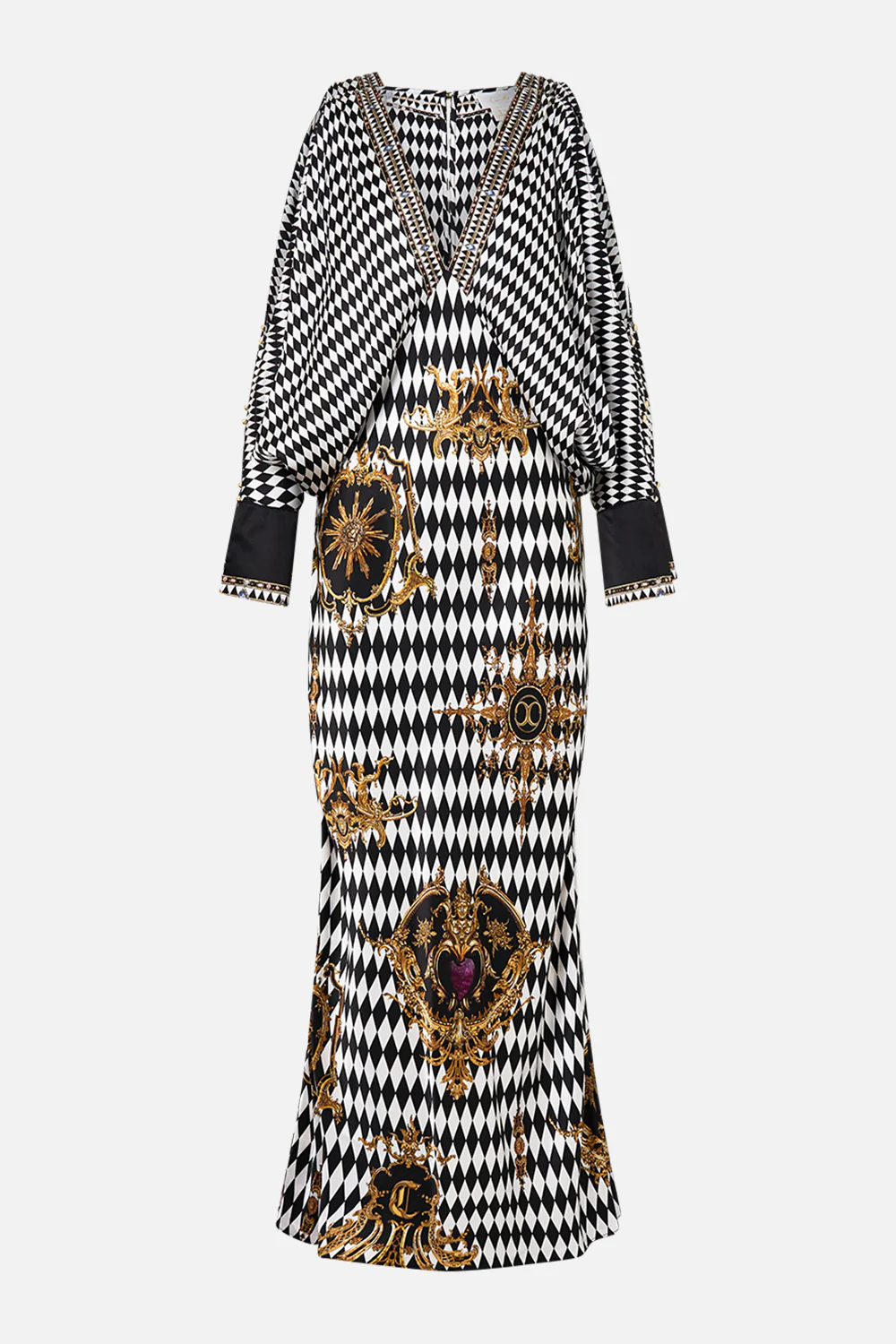 PLUNGE NECK DRAPED SHOULDER DRESS MONARCHY MANIA - Image 3
