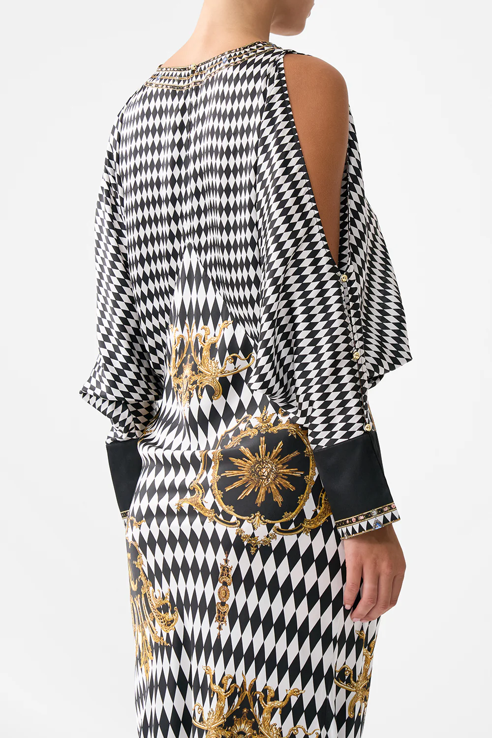 PLUNGE NECK DRAPED SHOULDER DRESS MONARCHY MANIA - Image 6