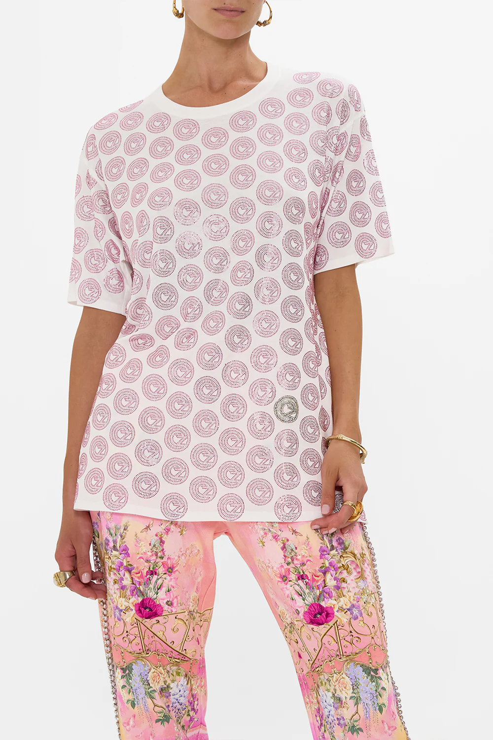 OVERSIZED BAND TEE - WHITE/PINK TOTALLY OZMOPOLITAN - Image 5