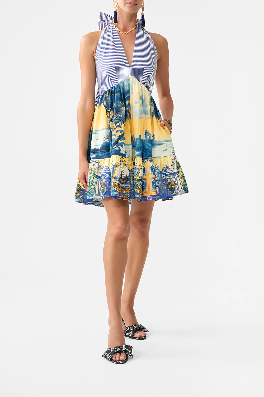 RUFFLE HEM HALTER SHORT DRESS SONG OF SAINT ANTHONY