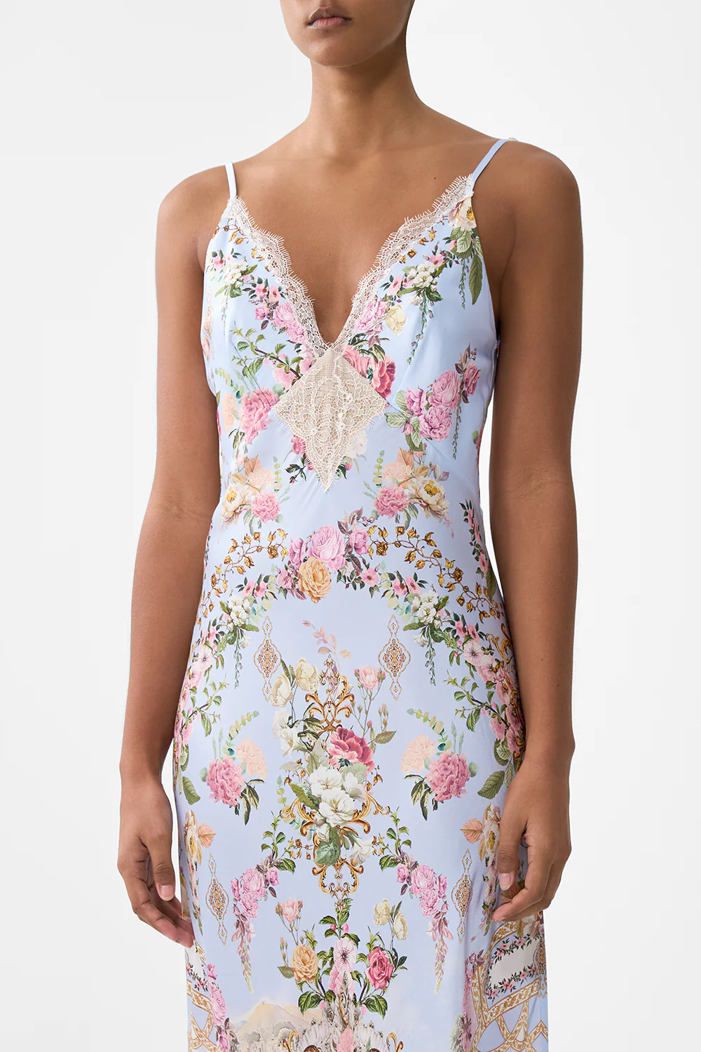 V SPLICED LACE SLIP DRESS TILED IN TIME - Image 5