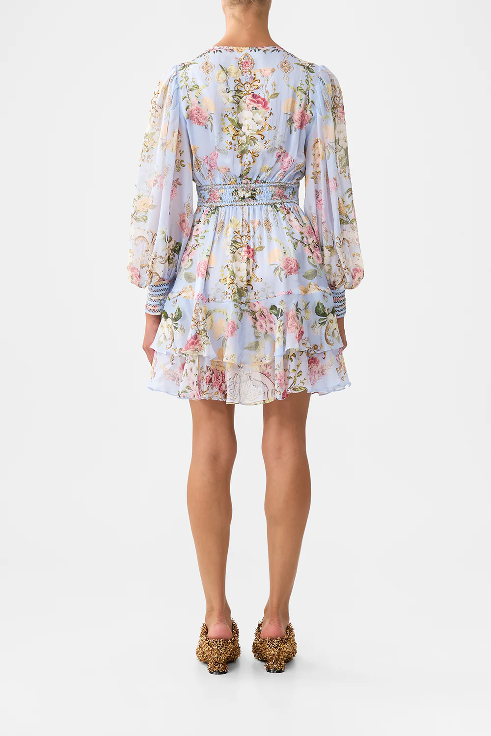 BUTTON FRONT FRILL DRESS TILED IN TIME - Image 2