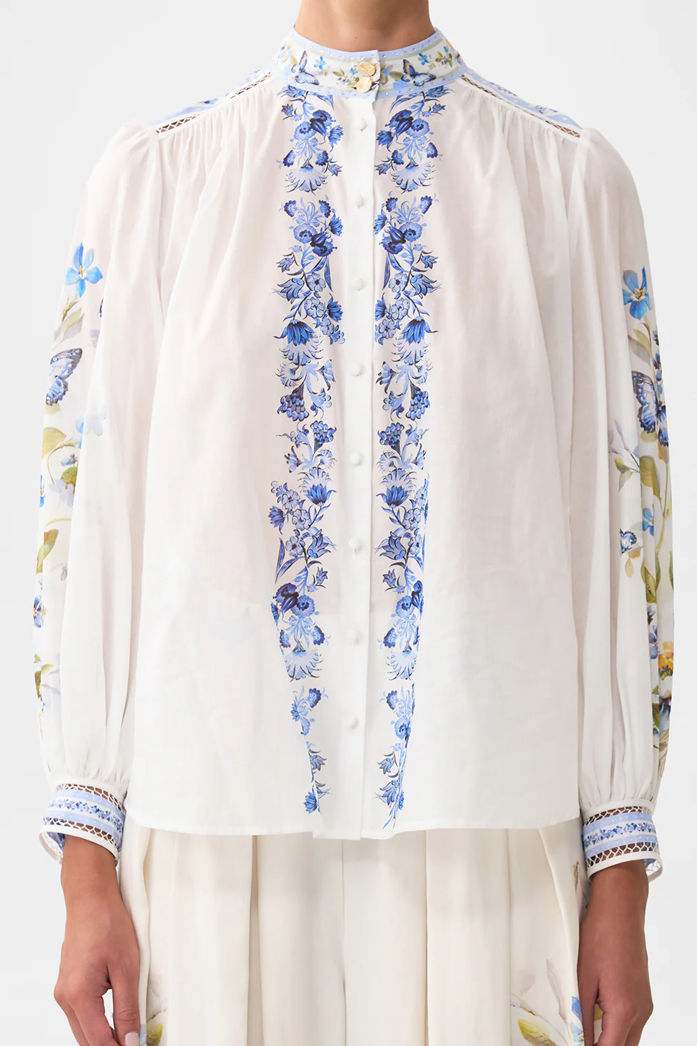 HIGH NECK BUTTON THROUGH BLOUSE BOTANICAL BALLADS - Image 6