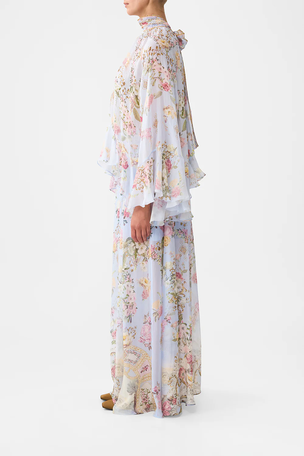 COLLARED LONG SLEEVE TOP WITH RUFFLES TILED IN TIME - Image 4