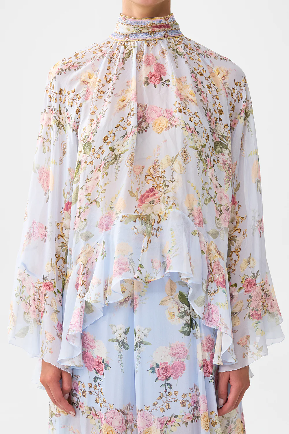 COLLARED LONG SLEEVE TOP WITH RUFFLES TILED IN TIME - Image 5