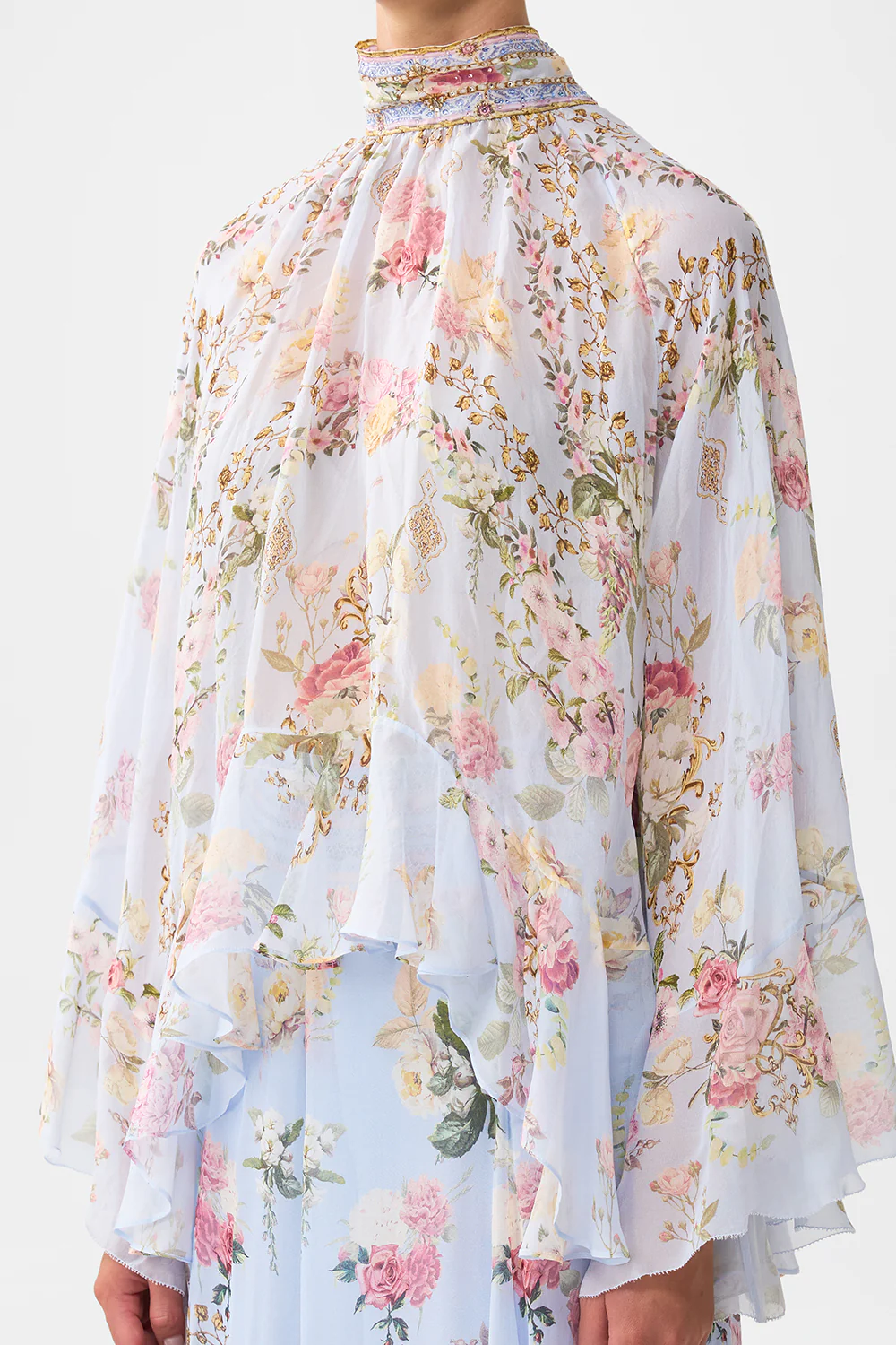 COLLARED LONG SLEEVE TOP WITH RUFFLES TILED IN TIME - Image 6