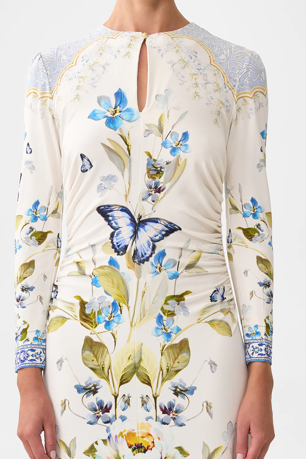 GATHERED JERSEY LONG DRESS BOTANICAL BALLADS - Image 6