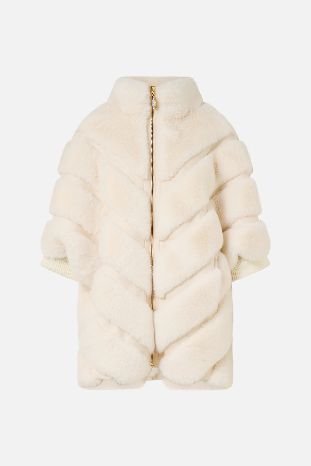 FAUX FUR SHORT SLEEVE SLOUCH JACKET TILED IN TIME - Image 3