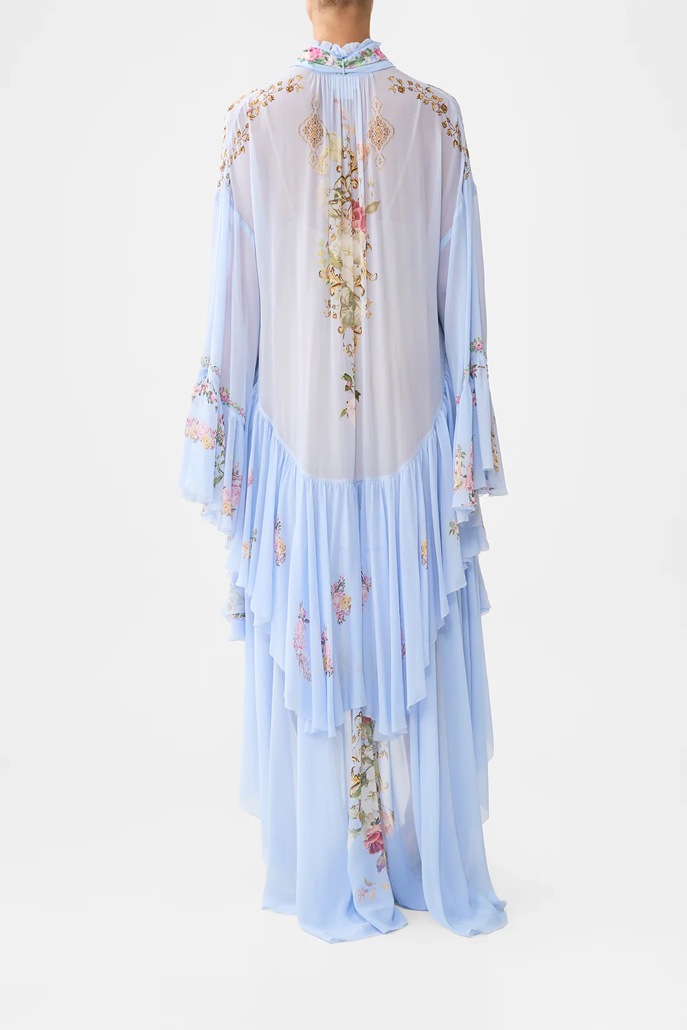 RUFFLE HIGH LOW DRESS WITH LONG SLEEVE TILED IN TIME - Image 2