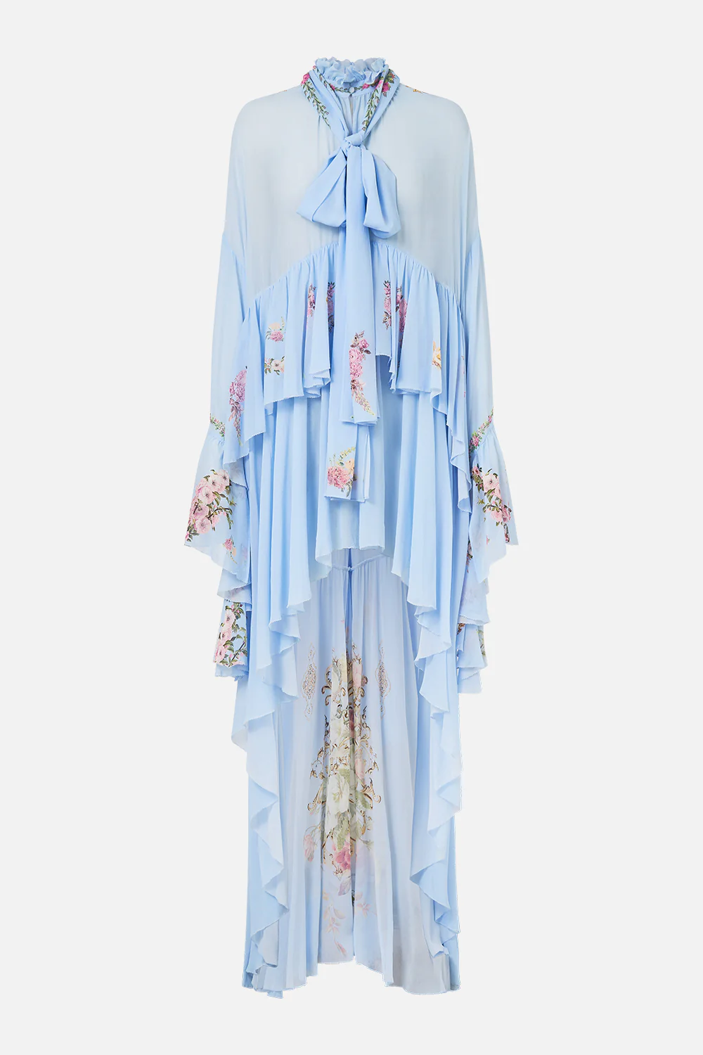 RUFFLE HIGH LOW DRESS WITH LONG SLEEVE TILED IN TIME - Image 3