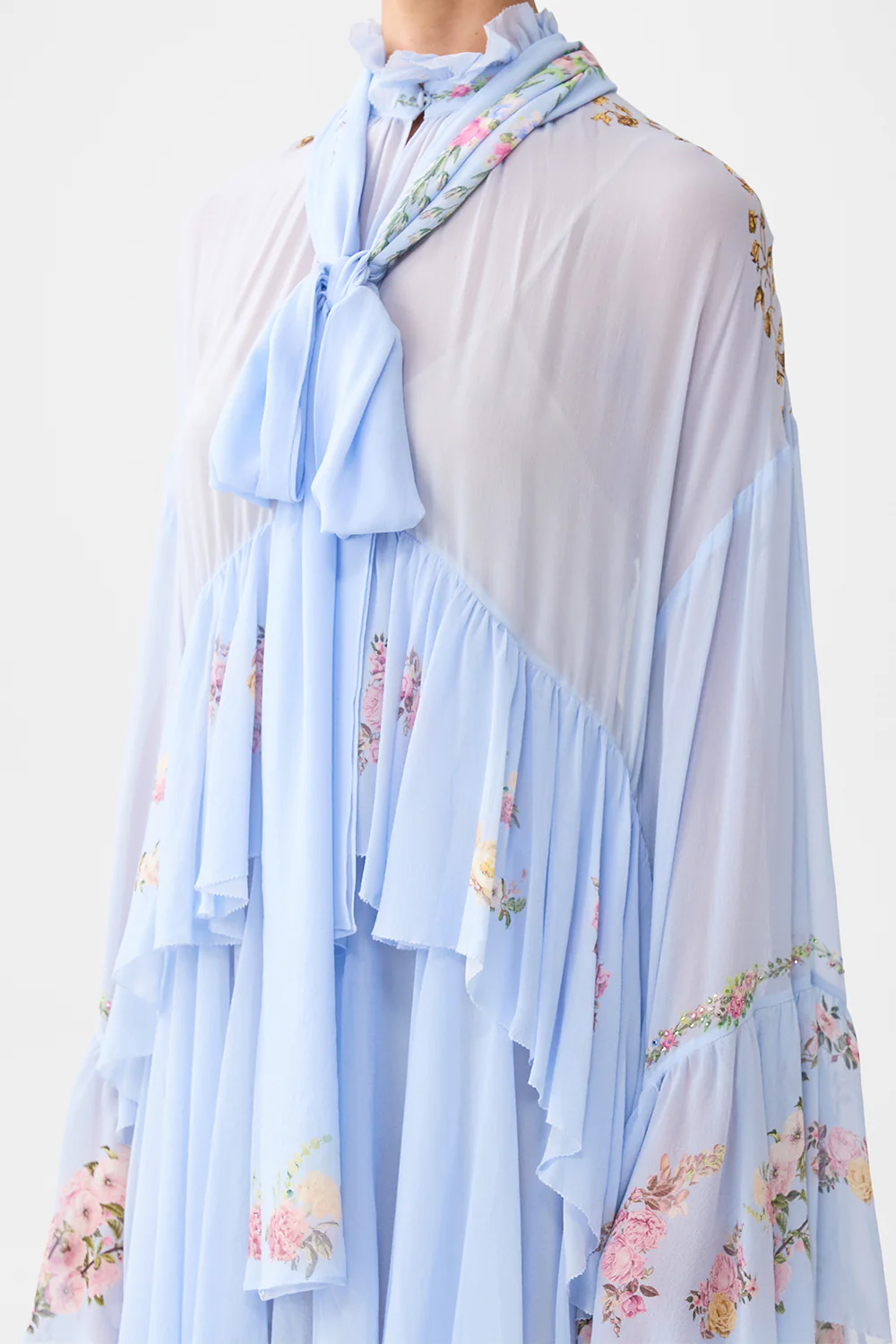 RUFFLE HIGH LOW DRESS WITH LONG SLEEVE TILED IN TIME - Image 5