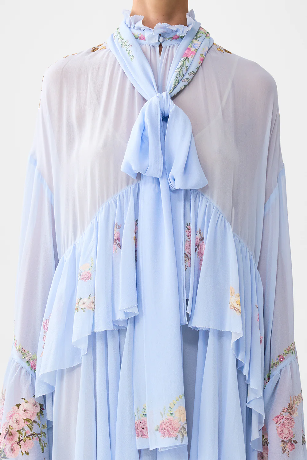 RUFFLE HIGH LOW DRESS WITH LONG SLEEVE TILED IN TIME - Image 6