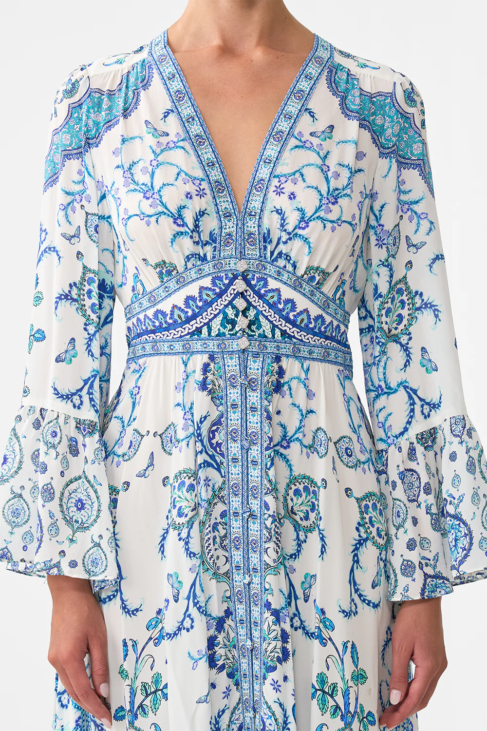SHAPED WAISTBAND DRESS WITH RUFFLE SLEEVE ISNIK LULLABY - Image 6