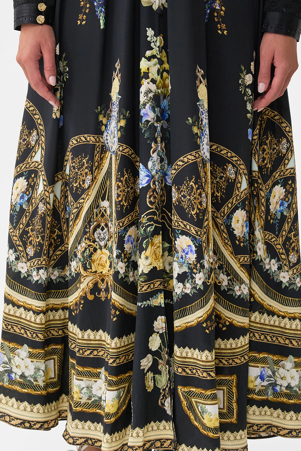 SHAPED WAISTBAND DRESS WITH GATHERED SLEEVES OTTOMAN ELEGANCE - Image 6
