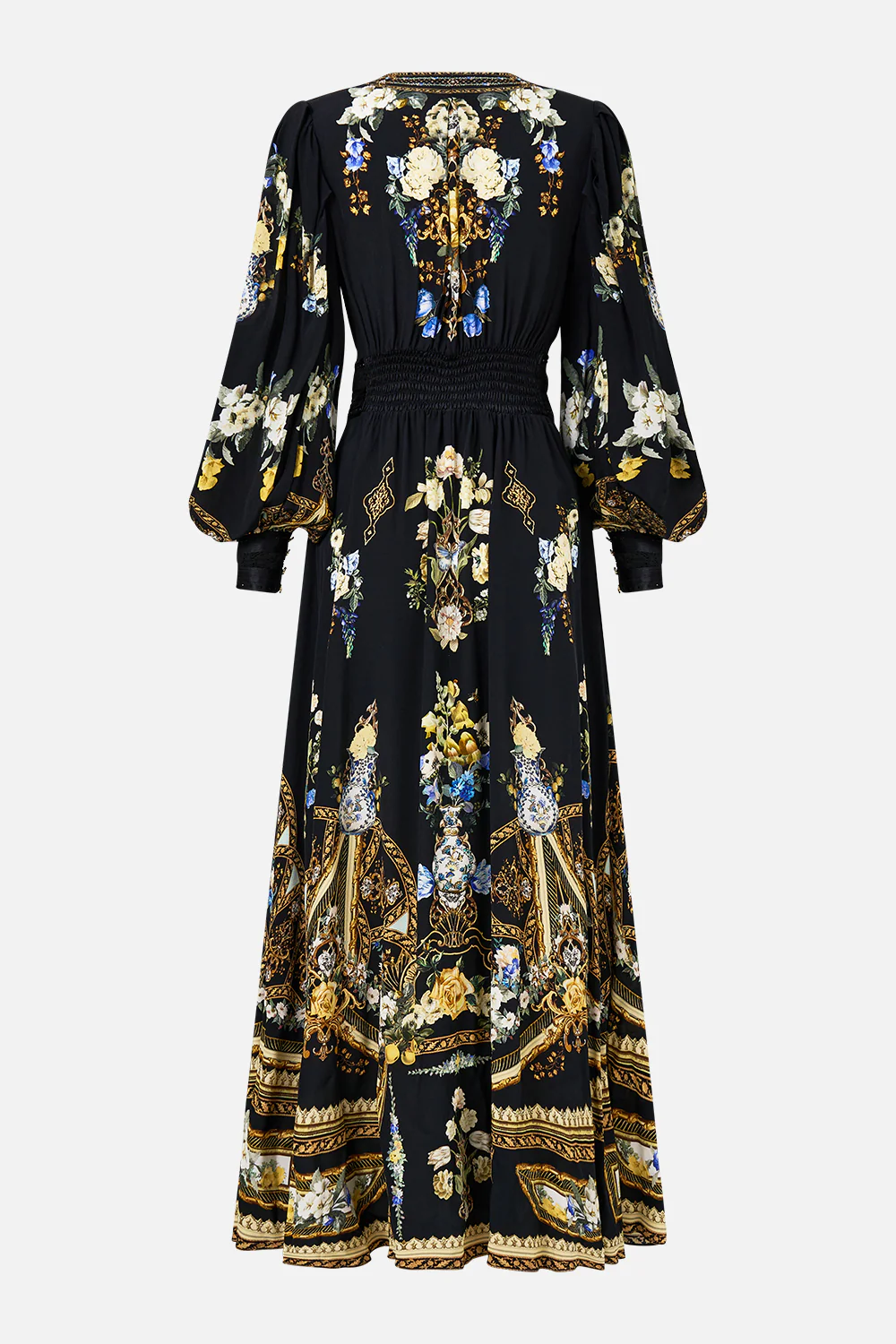 SHAPED WAISTBAND DRESS WITH GATHERED SLEEVES OTTOMAN ELEGANCE - Image 7