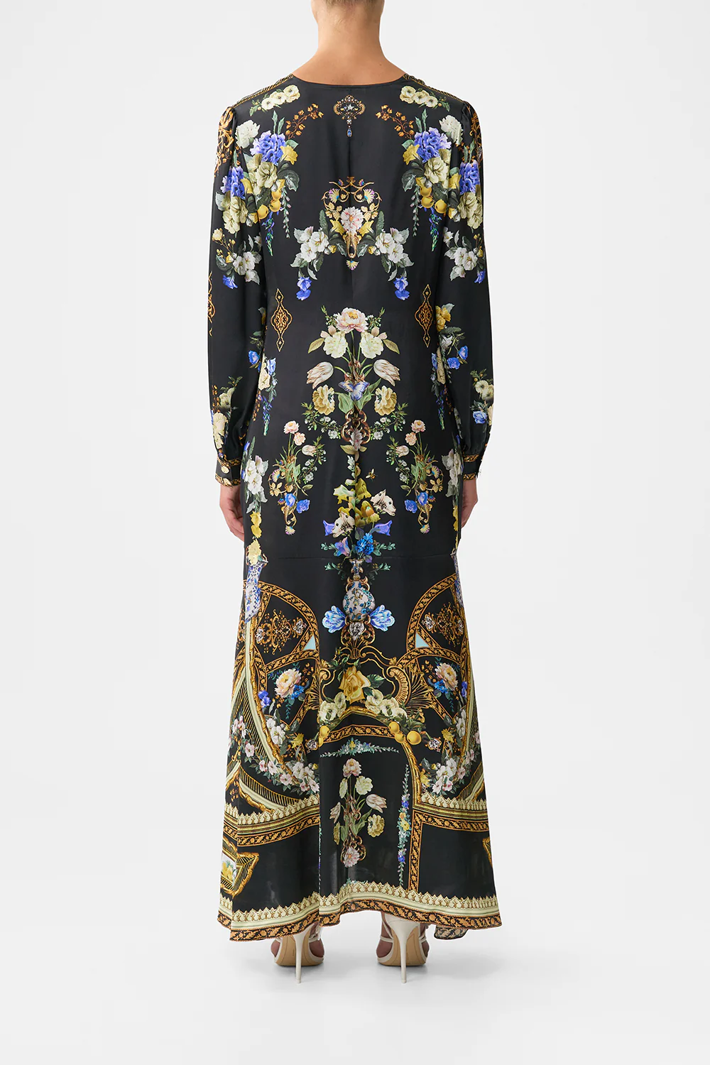 TIE WAIST LONG SLEEVE DRESS OTTOMAN ELEGANCE - Image 2