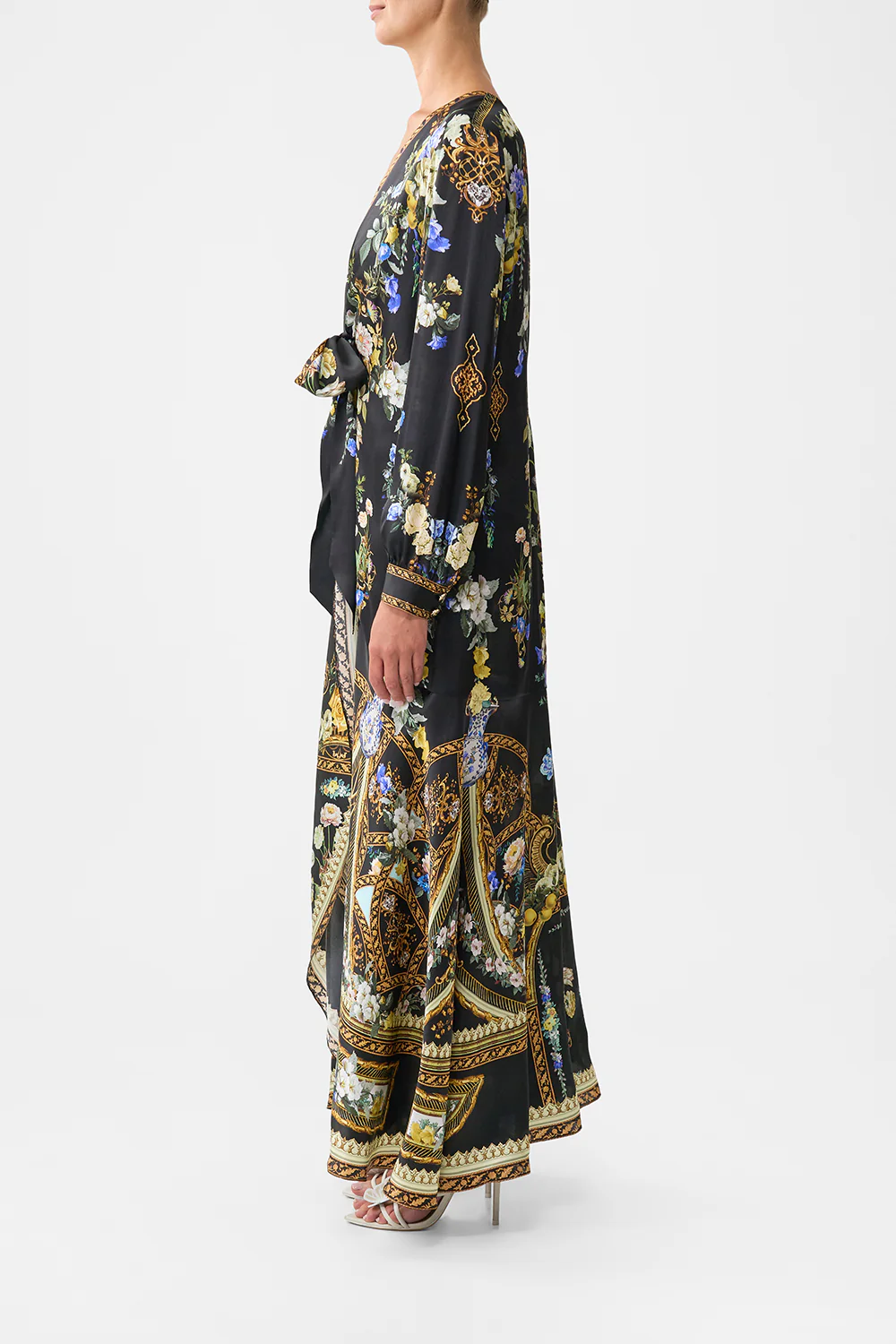 TIE WAIST LONG SLEEVE DRESS OTTOMAN ELEGANCE - Image 4