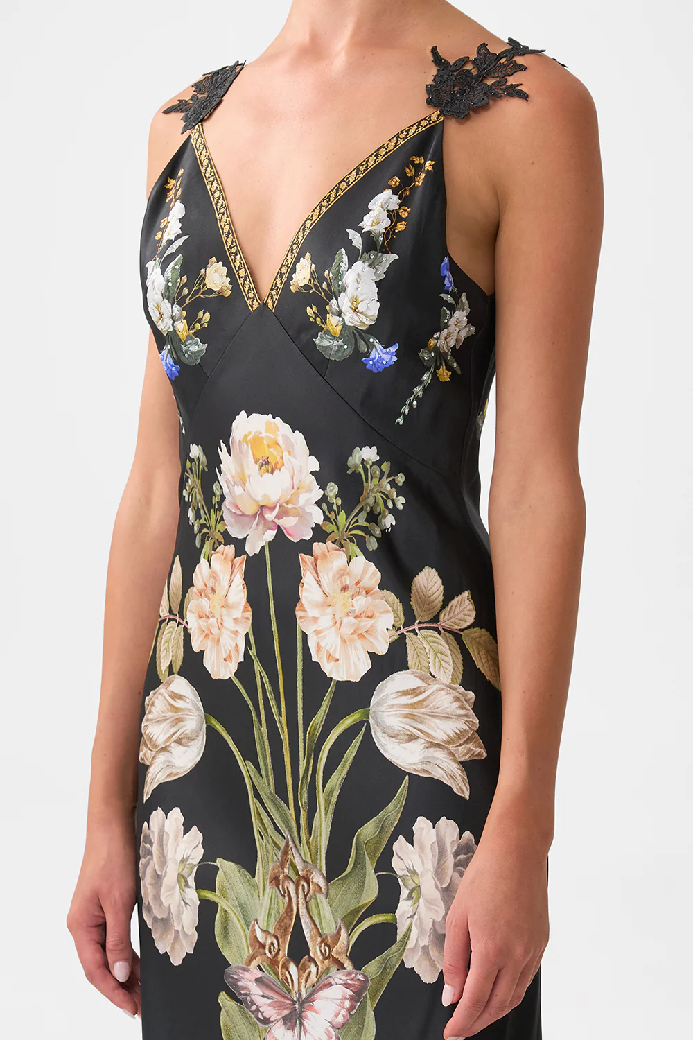 V NECK FULL LENGTH BIAS SLIP DRESS OTTOMAN ELEGANCE - Image 5