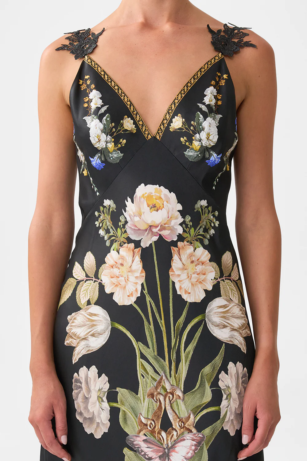 V NECK FULL LENGTH BIAS SLIP DRESS OTTOMAN ELEGANCE - Image 6
