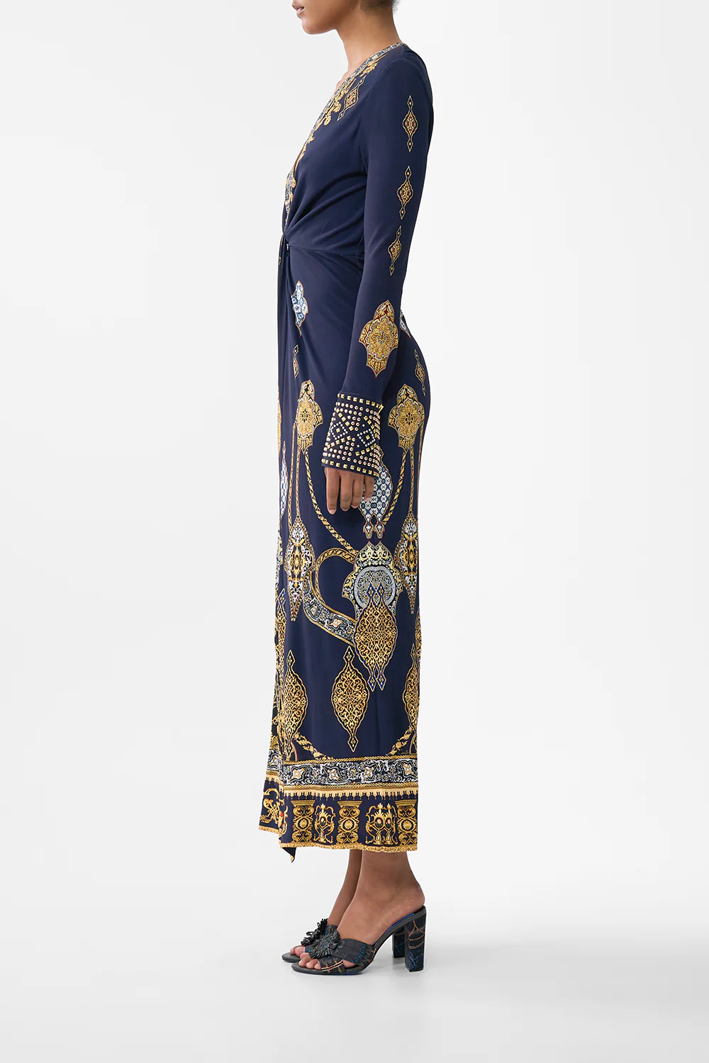 LONG V NECK TWIST FRONT JERSEY DRESS THE IMPERIAL GATE - Image 4