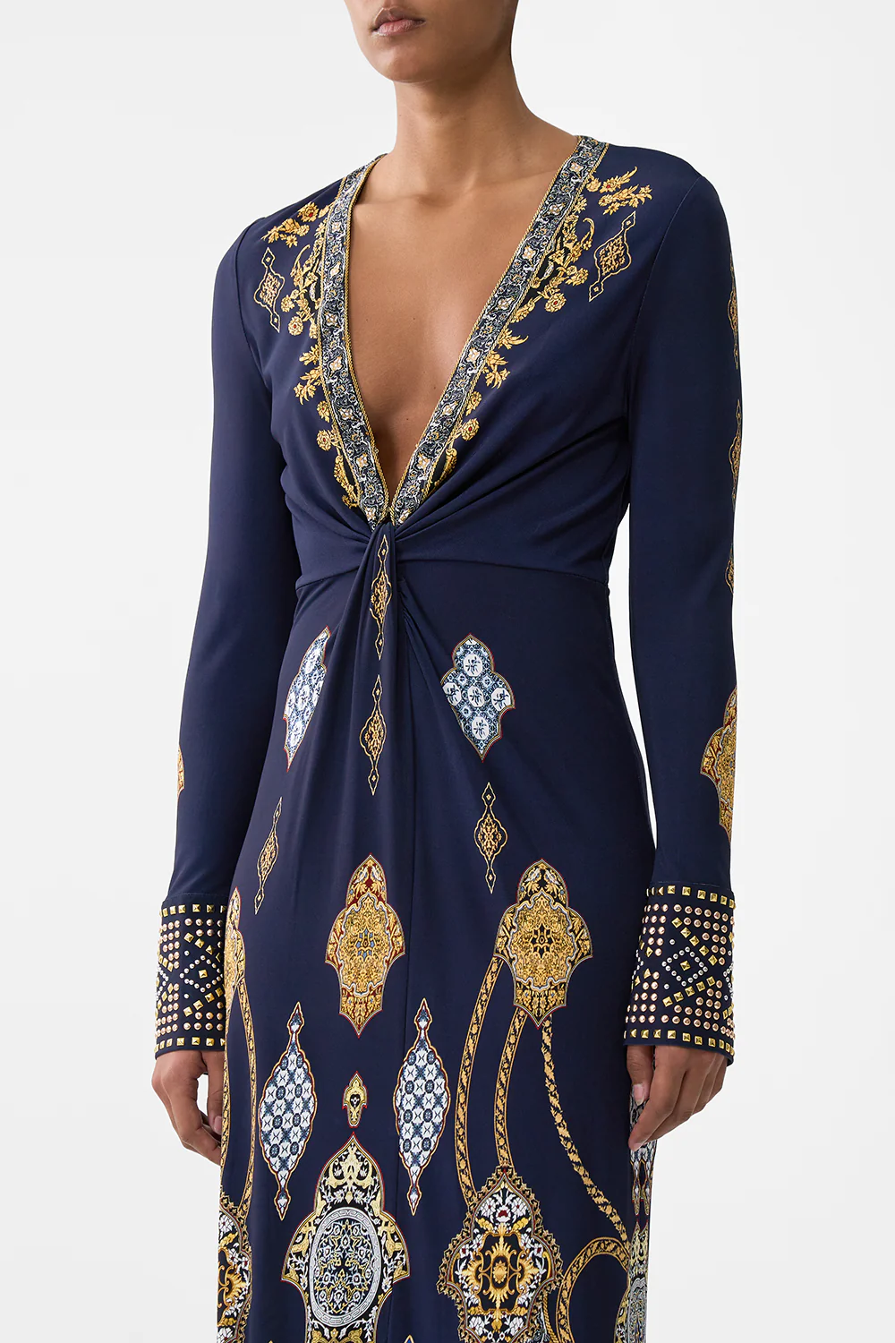LONG V NECK TWIST FRONT JERSEY DRESS THE IMPERIAL GATE - Image 5
