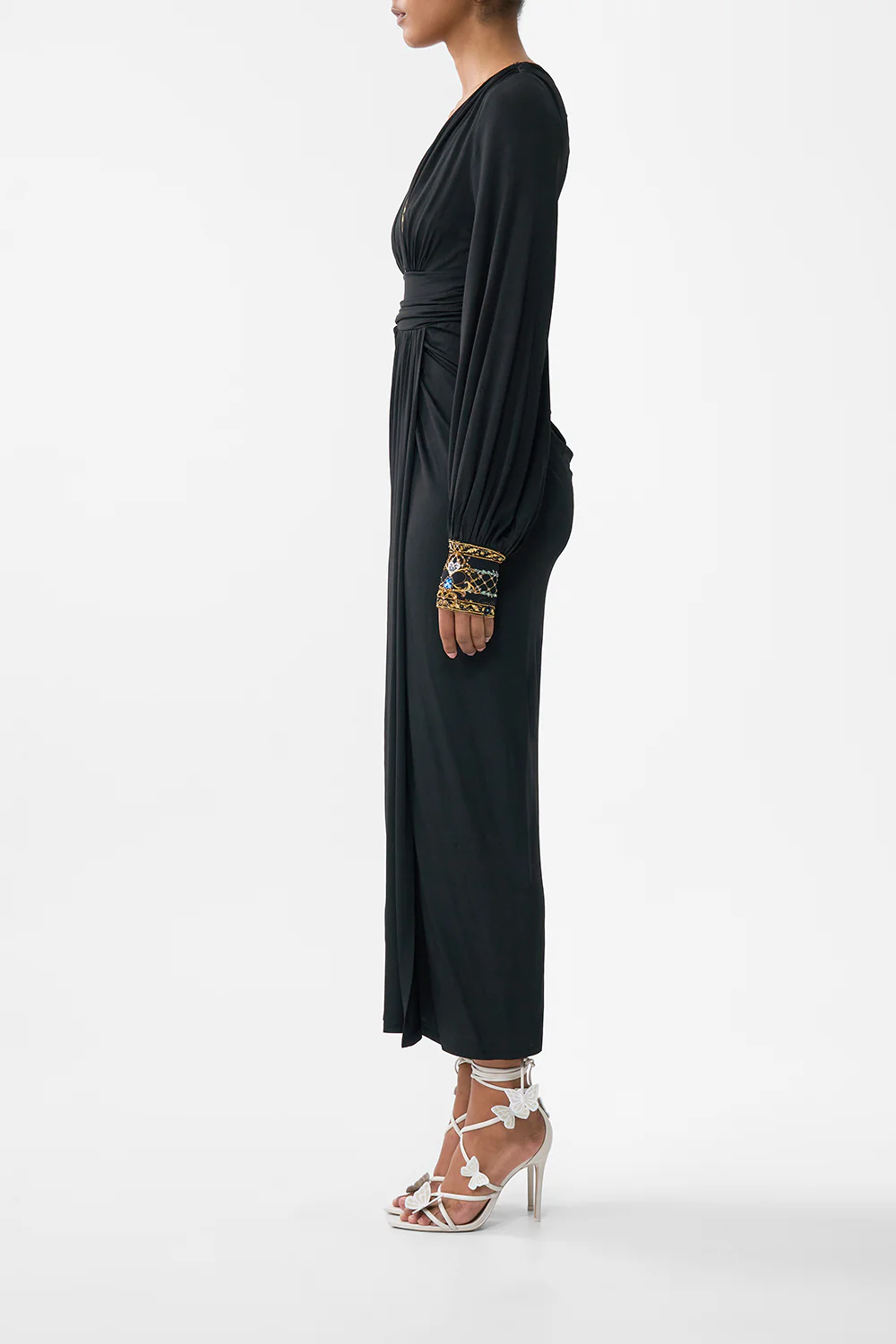 WAISTED DRAPED JERSEY DRESS OTTOMAN ELEGANCE - Image 4